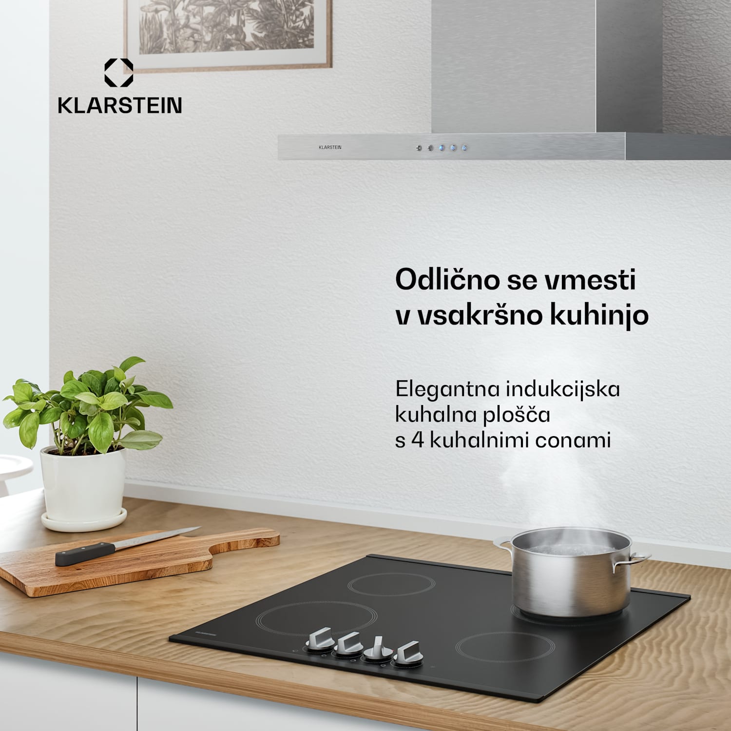 Kochheld indukcijska kuhalna plošča | Elegantna in zmogljiva | 4 kuhalne cone | 7200 W | 60 cm 60 cm | Črna