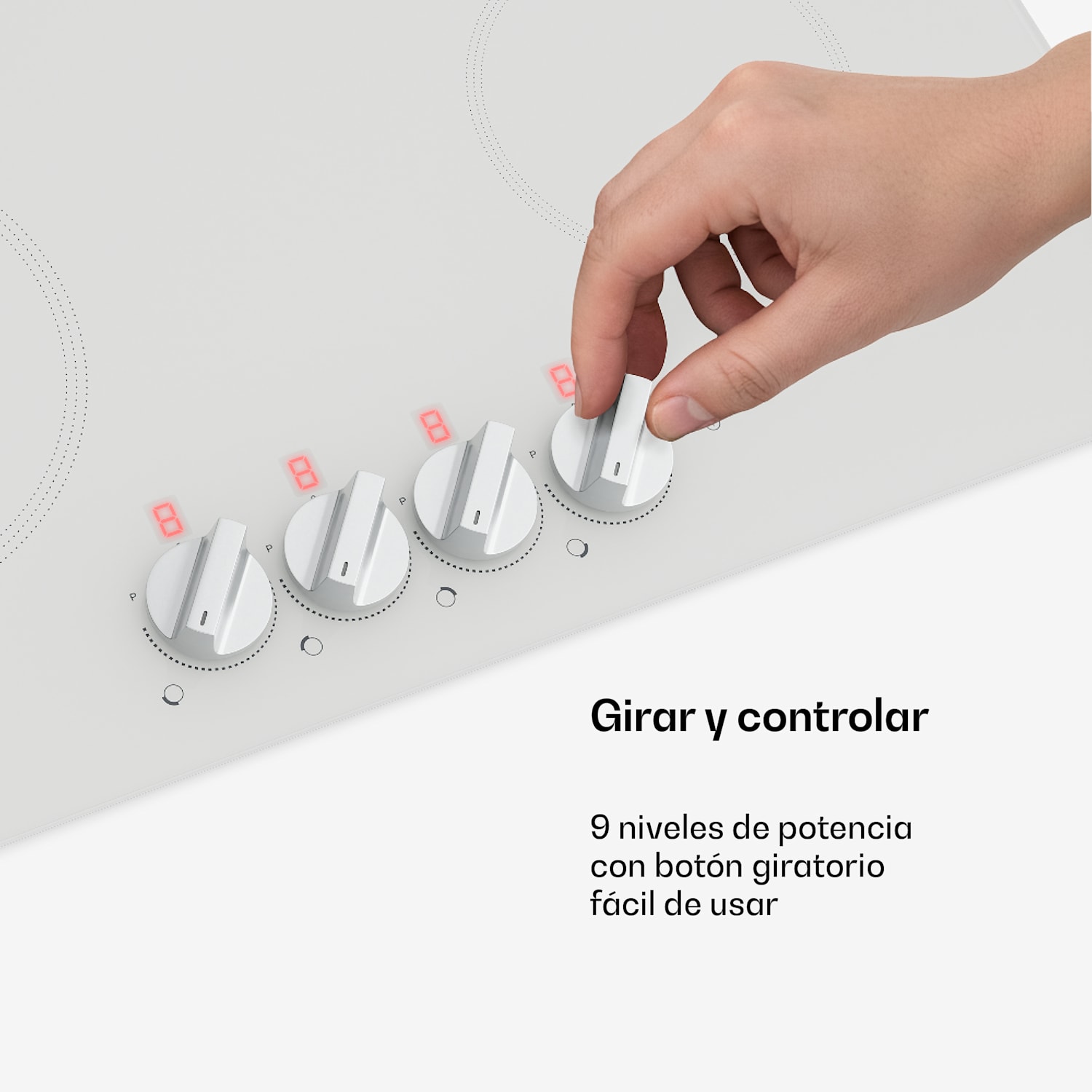 Kochheld placa de inducción | Elegante y potente | 4 zonas de cocción | 7000 W | 60 cm 60 cm | Blanco