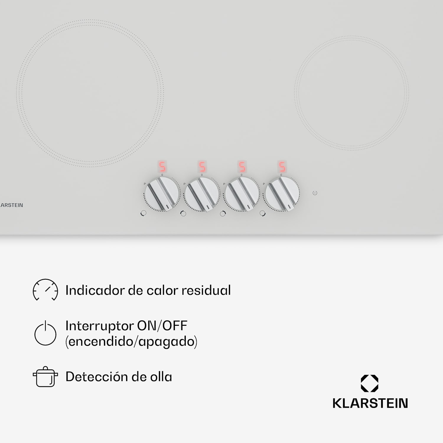 Kochheld placa de inducción | Elegante y potente | 4 zonas de cocción | 7000 W | 60 cm 60 cm | Blanco