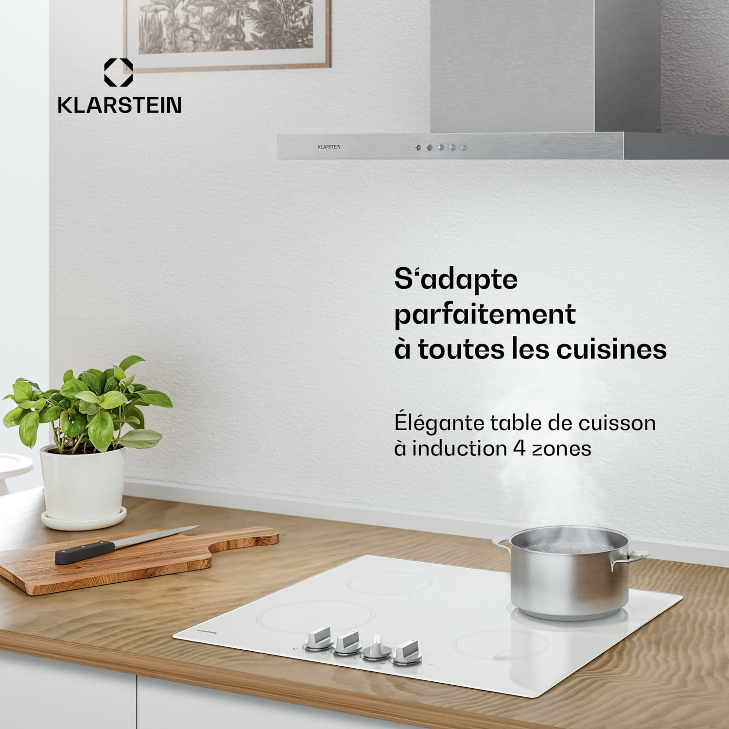 Kochheld inductiekookplaat | Elegant & krachtig | 4 kookzones | 7000 W | 60 cm 60 cm | Wit