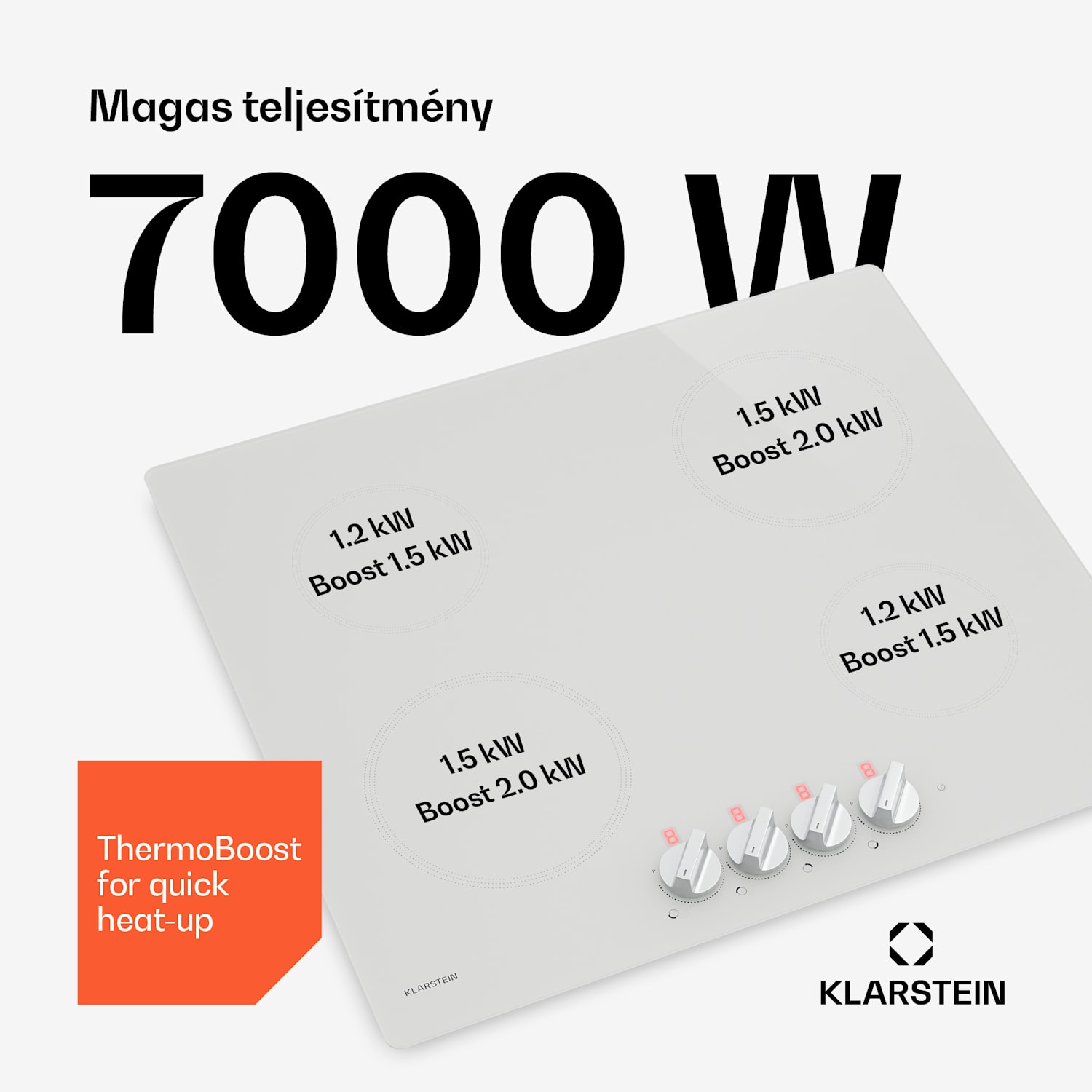 Kochheld indukciós főzőlap | Elegáns és erőteljes | 4 főzőzóna | 7000 W | 60 cm 60 cm | Fehér