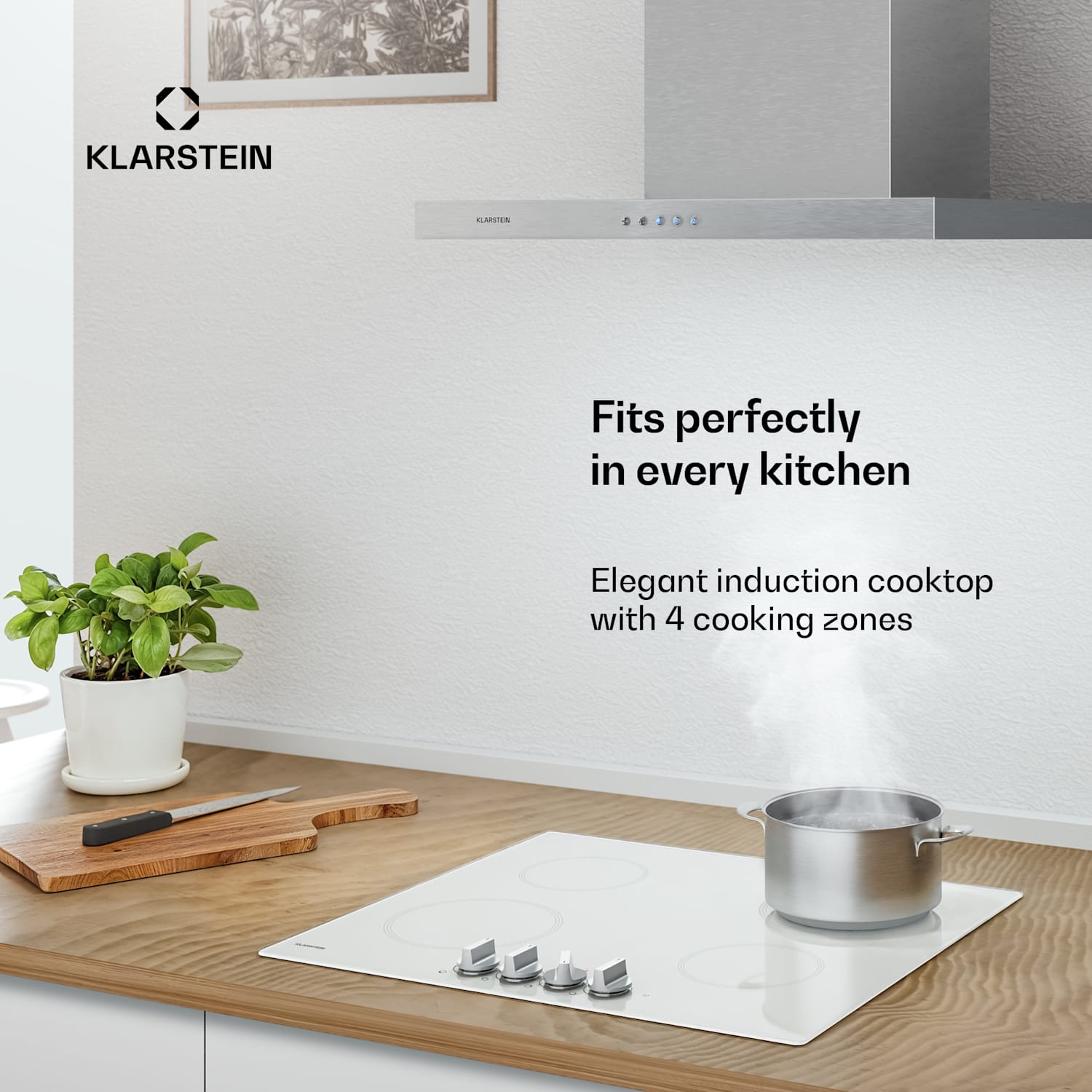 Kochheld placa de indução | Elegante e potente | 4 zonas de cozedura | 7000 W | 60 cm 60 cm | Branco