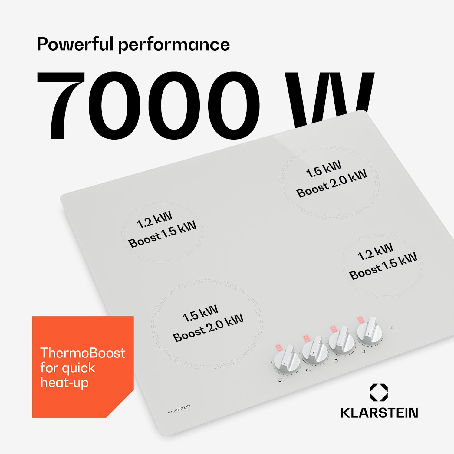 Kochheld placa de indução | Elegante e potente | 4 zonas de cozedura | 7000 W | 60 cm 60 cm | Branco