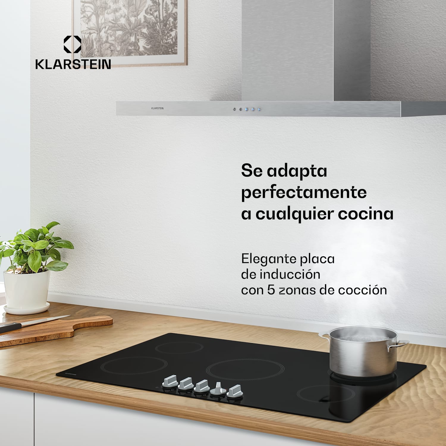 Kochheld placa de inducción | Elegante y potente | 5 zonas de cocción | 8700 W | 90 cm 90 cm | Negro