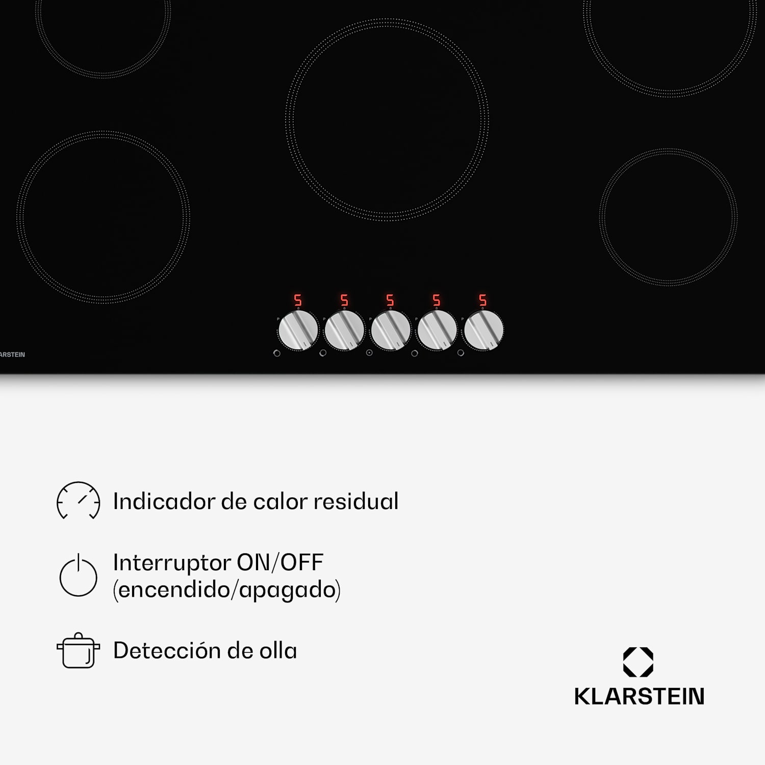 Kochheld placa de inducción | Elegante y potente | 5 zonas de cocción | 8700 W | 90 cm 90 cm | Negro