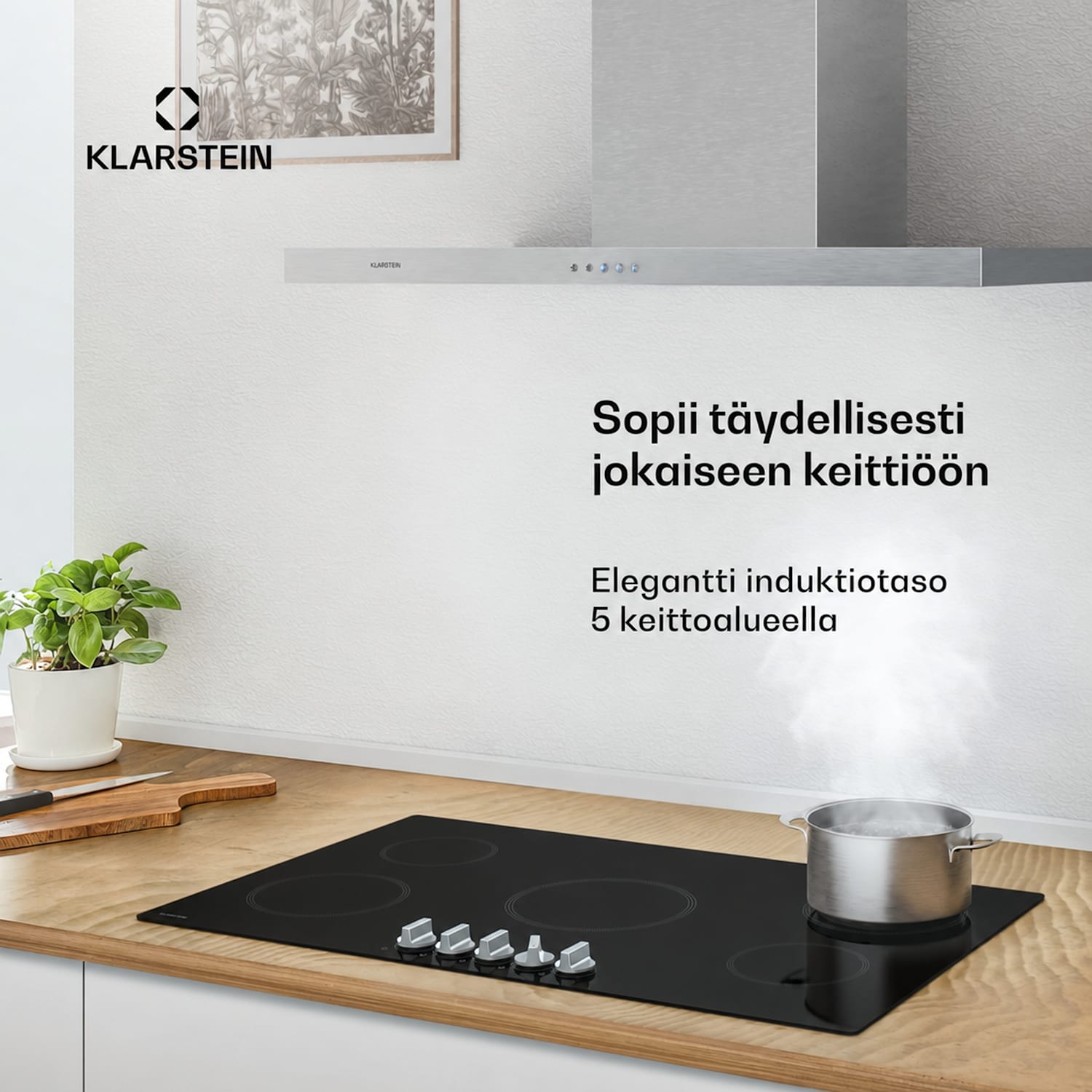 Kochheld induktiokeittotaso | Tyylikäs & tehokas | 5 keittoaluetta | 8700 W | 90 cm 90 cm | Kiiltävä | Musta