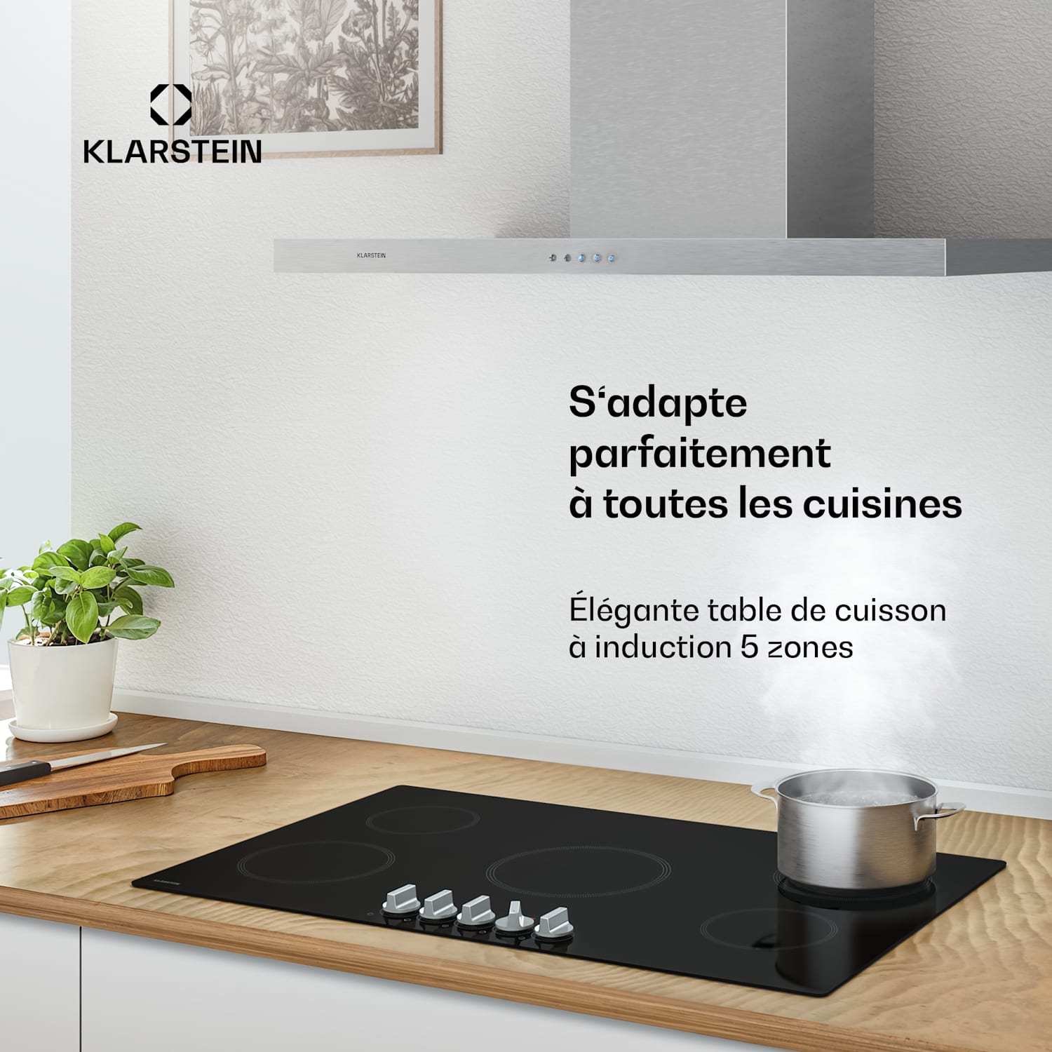 Kochheld inductiekookplaat | Elegant & krachtig | 5 kookzones | 8700 W | 90 cm 90 cm | Zwart