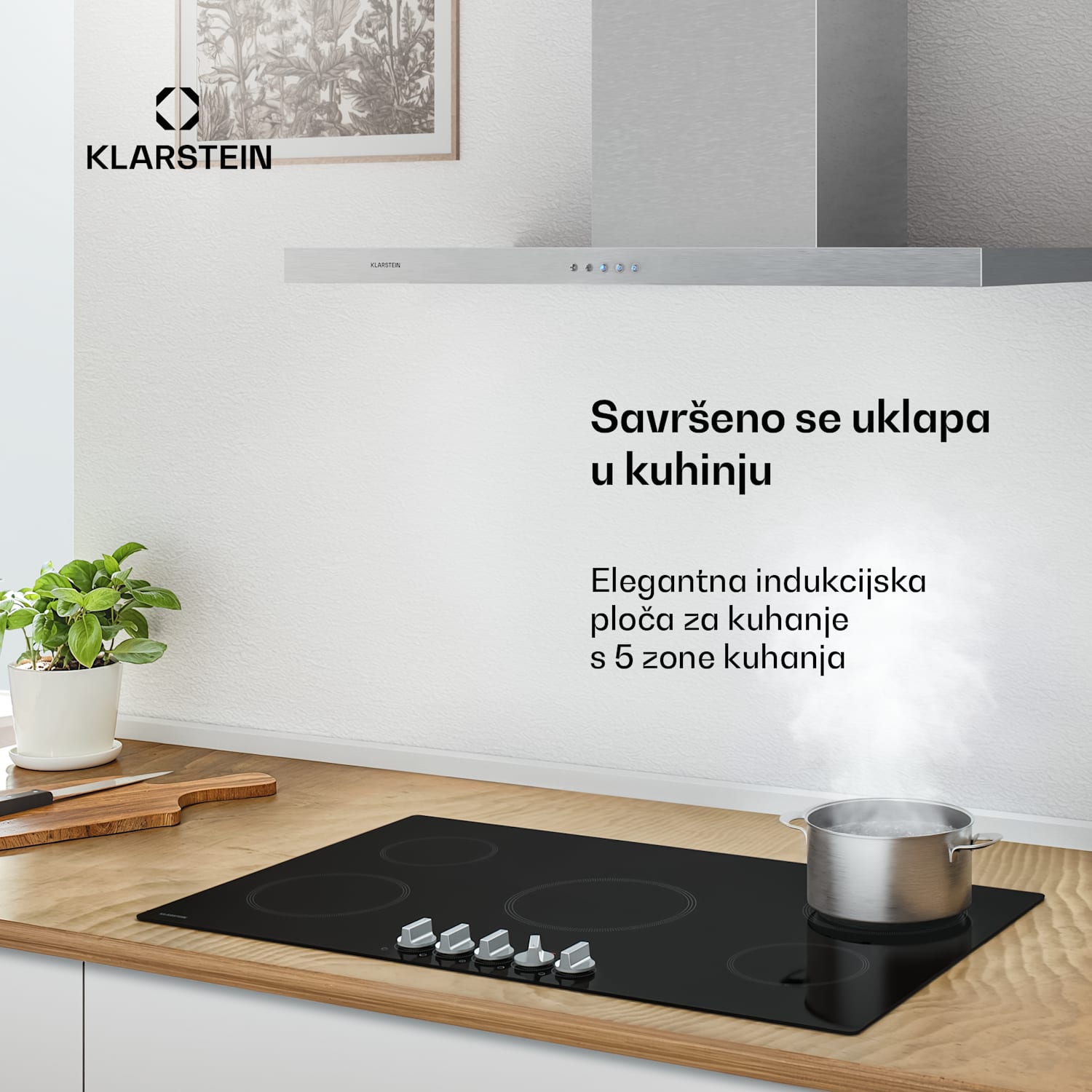 Kochheld indukcijska ploča za kuhanje | Elegantna i snažna | 5 zona za kuhanje | 8700 W | 90 cm 90 cm | Crna