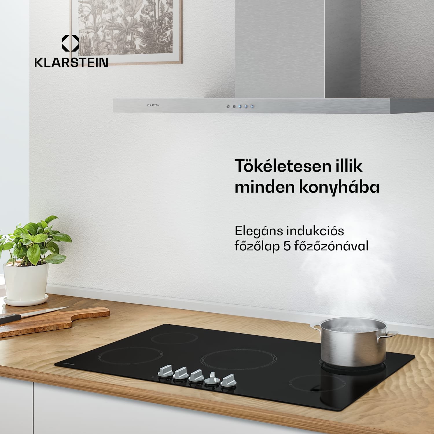 Kochheld indukciós főzőlap | Elegáns és erőteljes | 5 főzőzóna | 8700 W | 90 cm 90 cm | Fekete