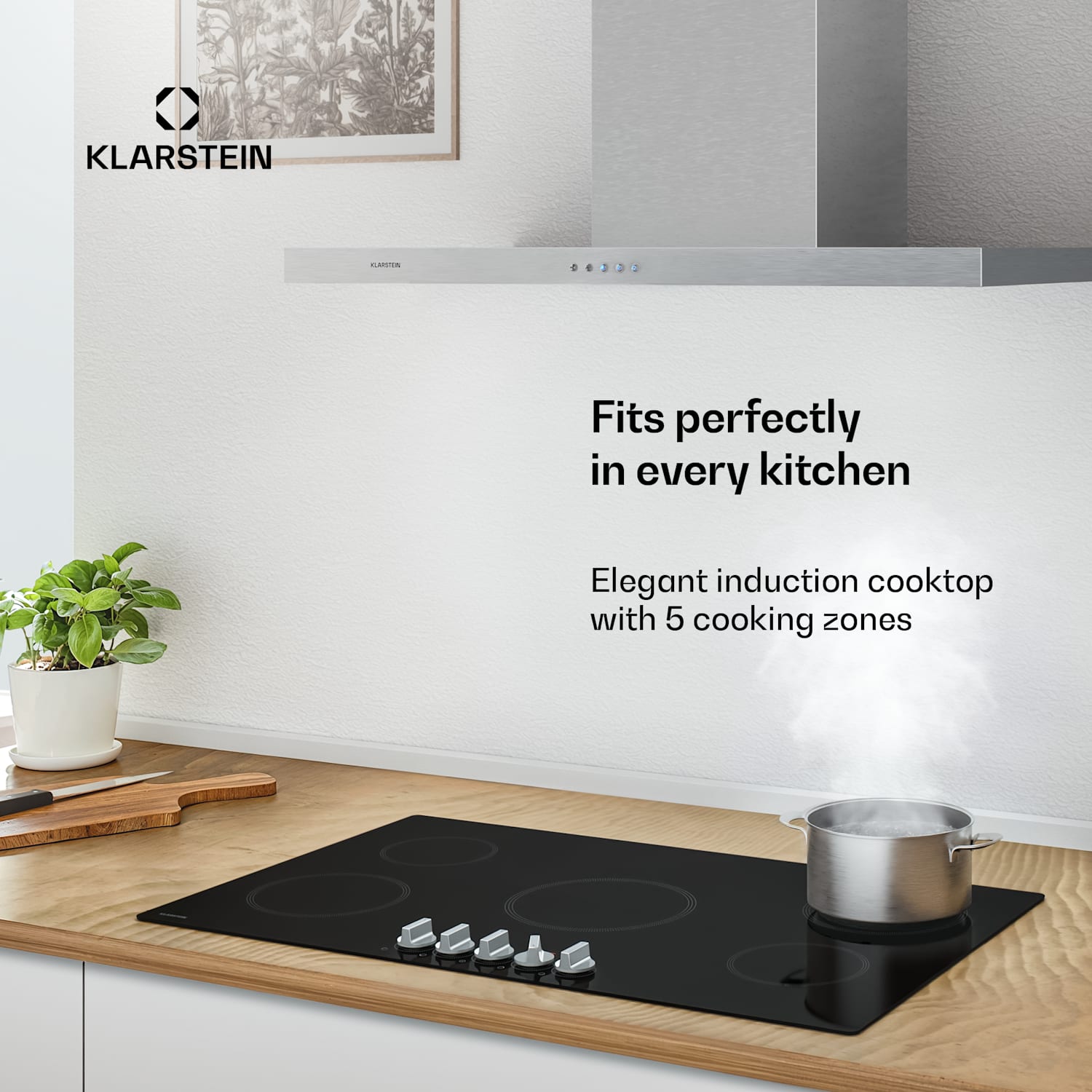 Kochheld placa de indução | Elegante e potente | 5 zonas de cocção | 8700 W | 90 cm 90 cm | Preto