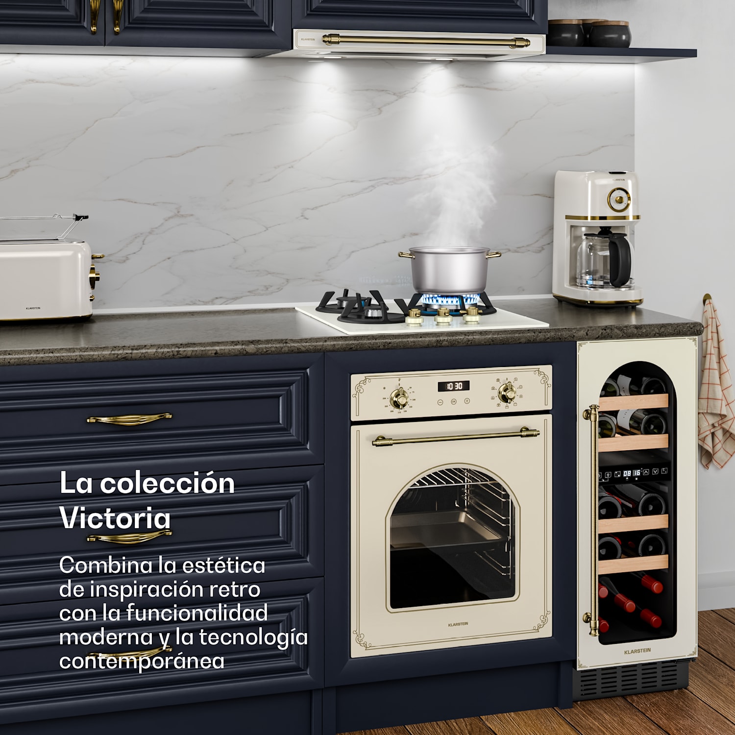 Victoria placa de gas | 3 quemadores de aluminio | compatible con gas natural y GPL | 6050 W | 45 cm 45 cm | Cristal | Crema