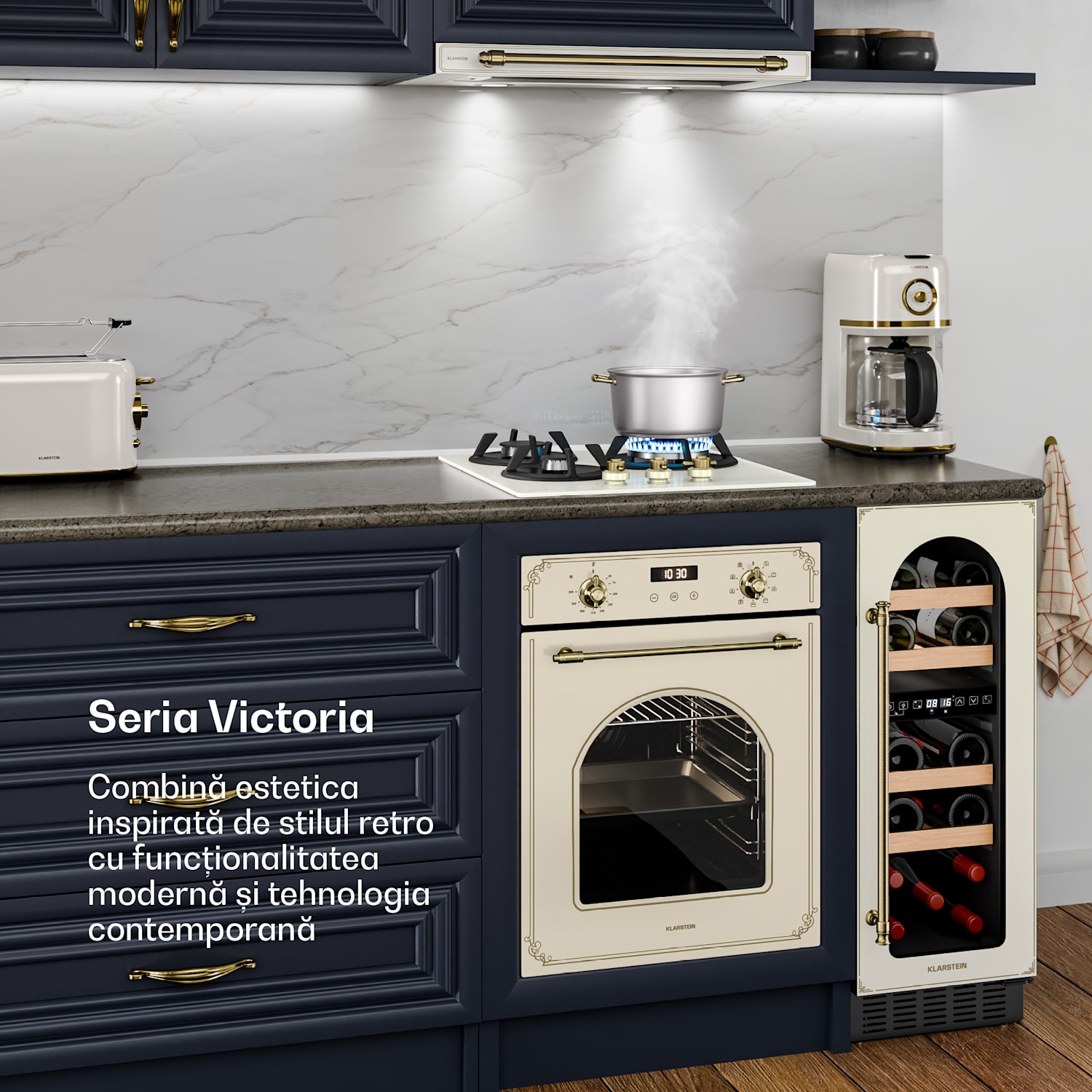 Plită pe gaz Victoria | 3 arzătoare din aluminiu | compatibilă cu gaz natural și GPL | 6050 W | 45 cm 45 cm | Sticlă | Crem