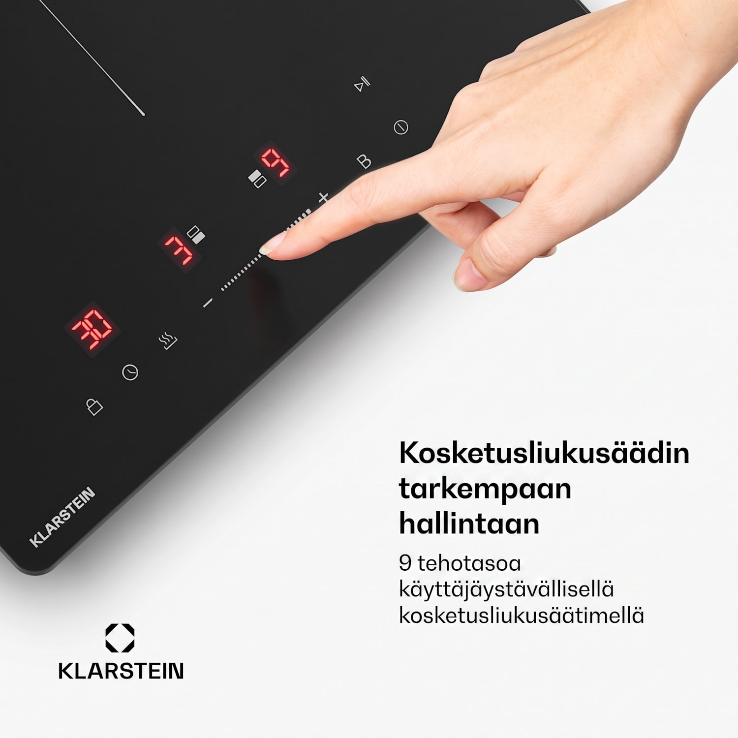PowerGlide induktioliesitaso | Moderni, kompakti ja tehokas | 2 keittoaluetta | 3500 W | 30 cm 30 cm | Kiiltävä | Musta