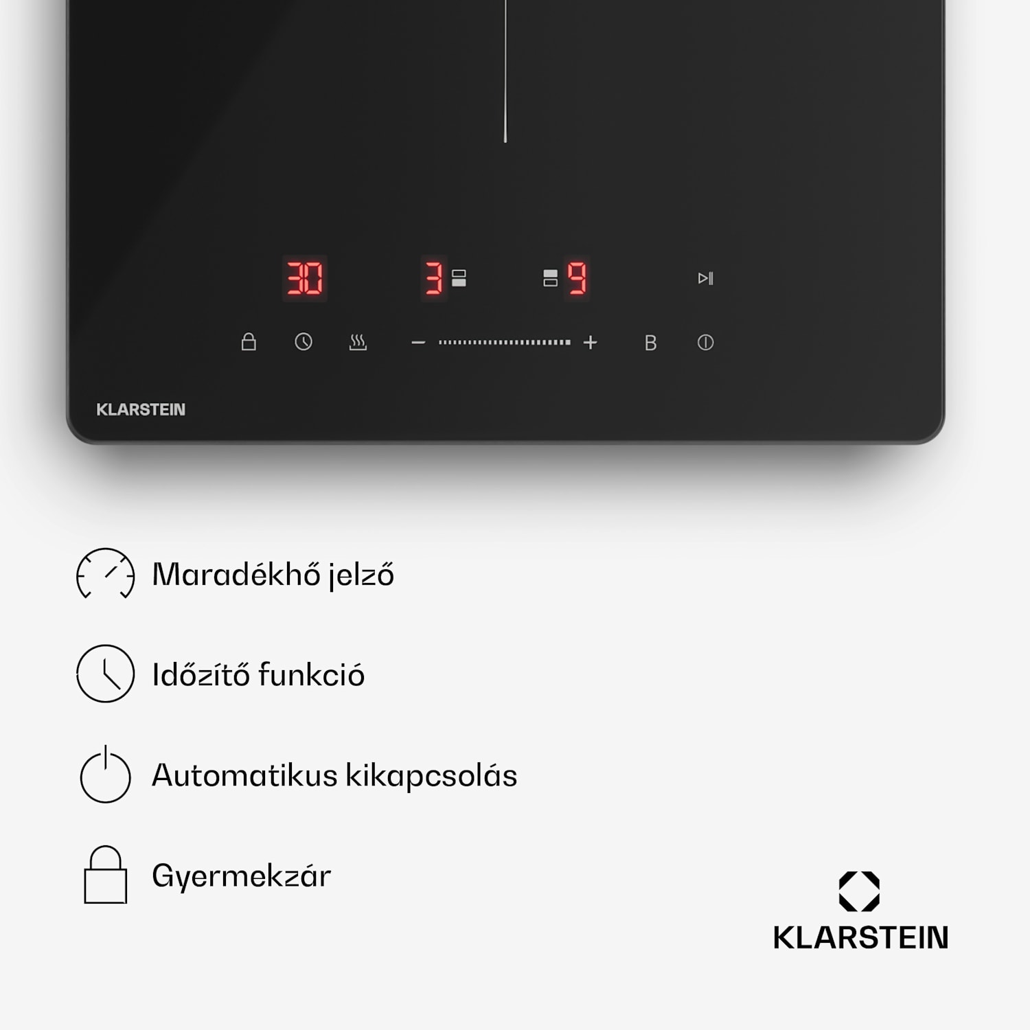 PowerGlide indukciós főzőlap | Modern, kompakt és nagy teljesítményű | 2 főzőzóna | 3500 W | 30 cm 