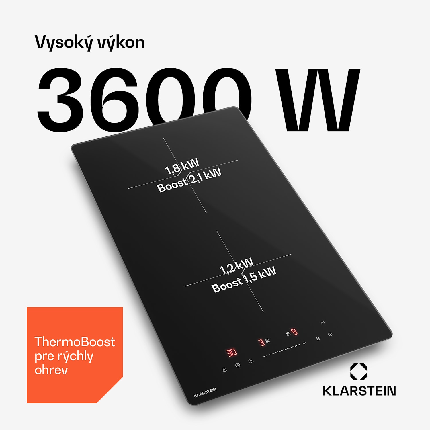 PowerGlide indukčná varná doska | Moderná, kompaktná a výkonná | 2 varné zóny | 3500 W | 30 cm 30 cm | Lesklý | Čierna