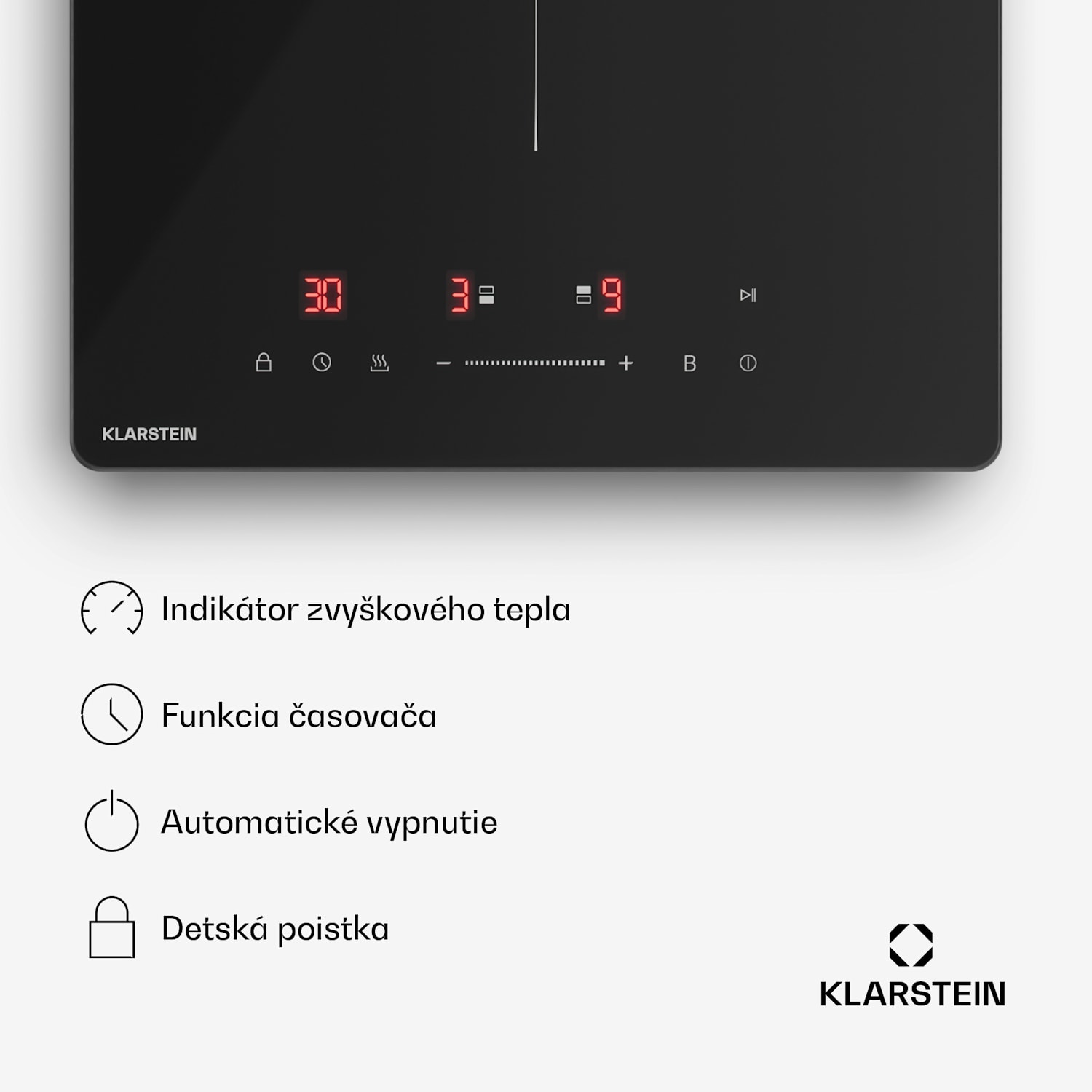 PowerGlide indukčná varná doska | Moderná, kompaktná a výkonná | 2 varné zóny | 3500 W | 30 cm 30 cm | Lesklý | Čierna