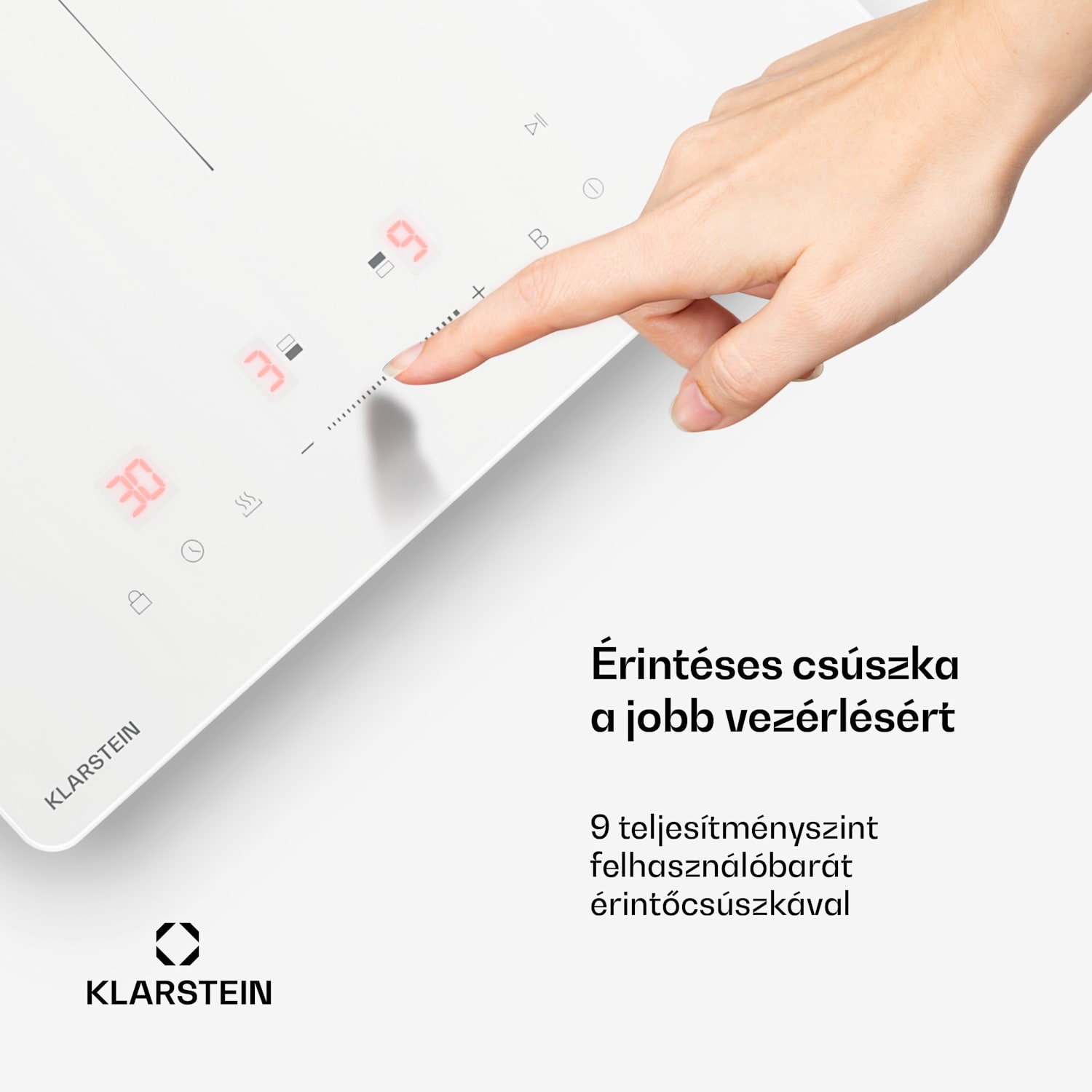 PowerGlide indukciós főzőlap | Modern, kompakt és nagy teljesítményű | 2 főzőzóna | 3500 W | 30 cm 30 cm | Fényes | Fehér