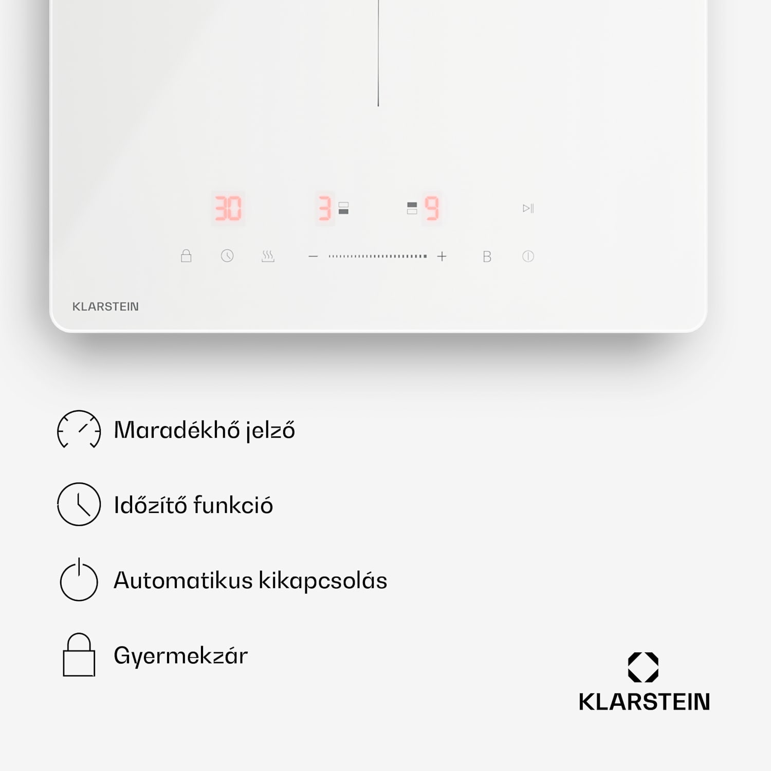 PowerGlide indukciós főzőlap | Modern, kompakt és nagy teljesítményű | 2 főzőzóna | 3500 W | 30 cm 30 cm | Fényes | Fehér