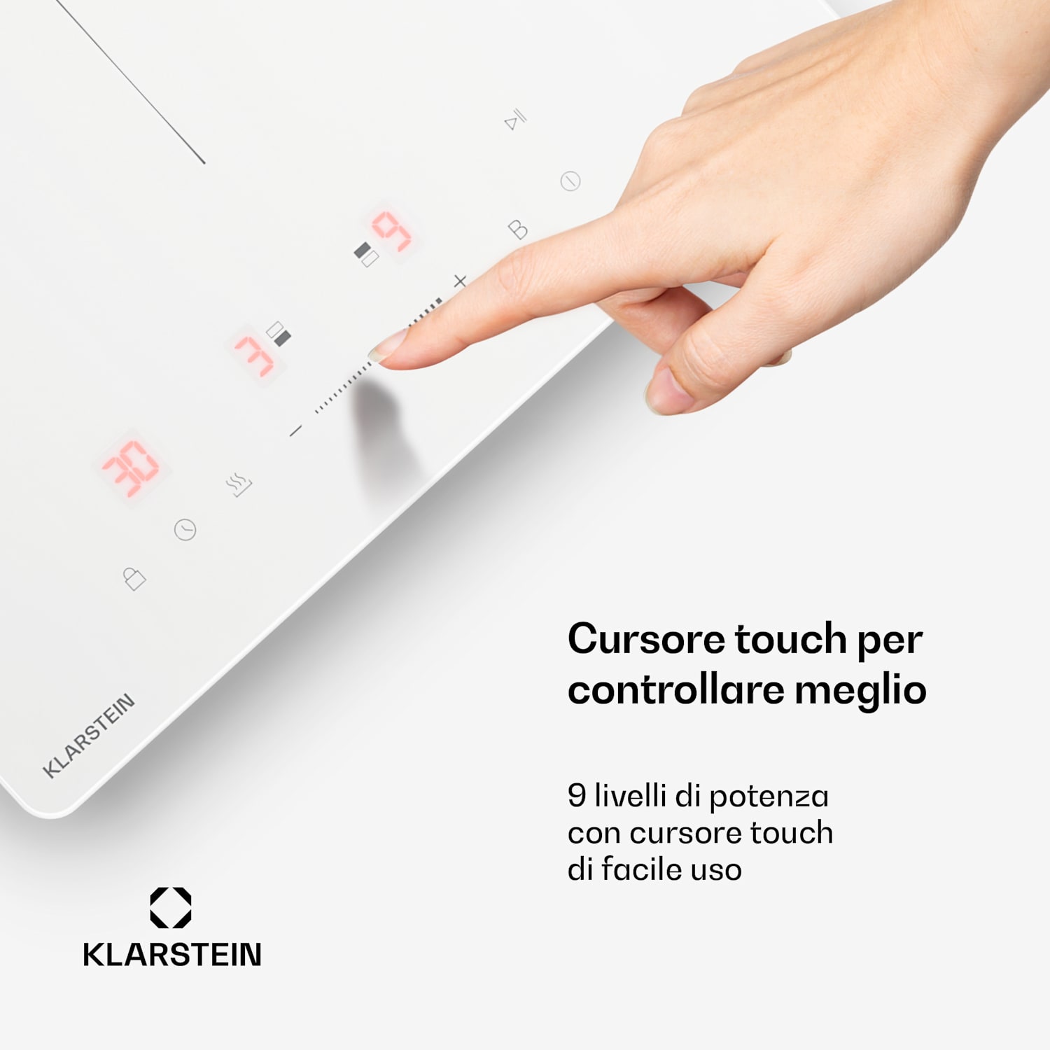 PowerGlide piano cottura a induzione | Moderno, compatto e potente | 2 zone cottura | 3500 W | 30 cm 30 cm | Lucido | Bianco