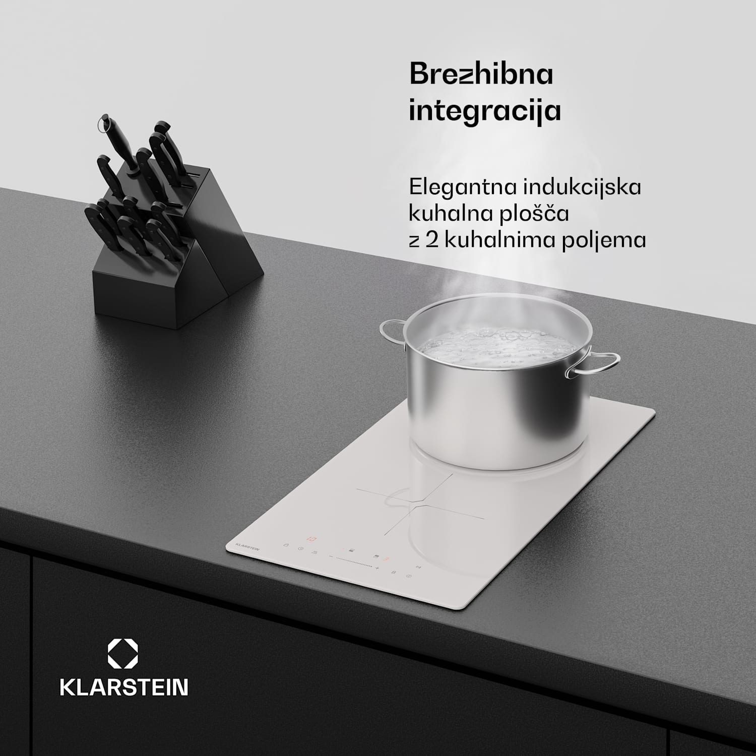 PowerGlide indukcijska kuhalna plošča | Sodobna, kompaktna in zmogljiva | 2 kuhalni območji | 3500 W | 30 cm 