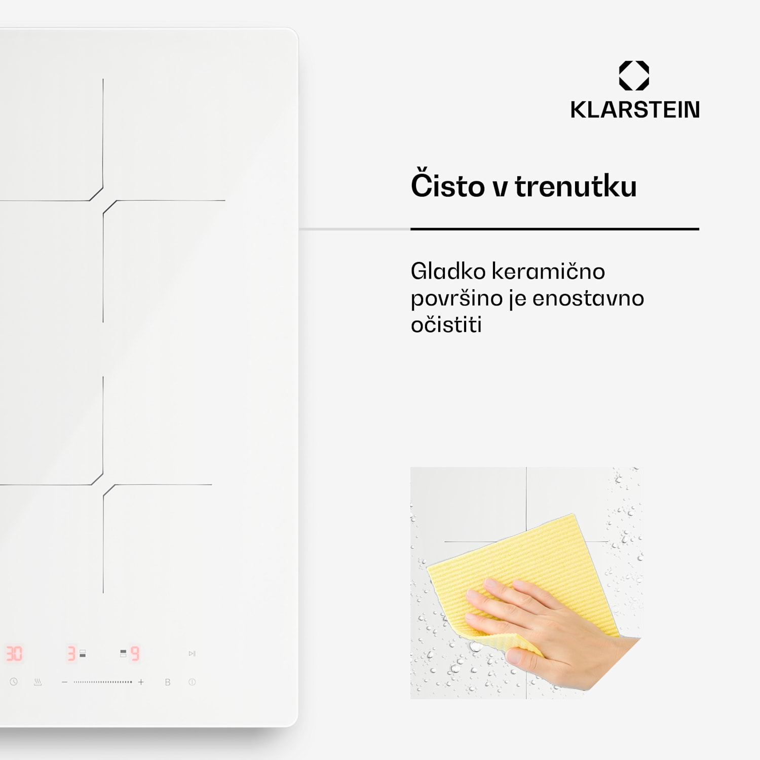 PowerGlide indukcijska kuhalna plošča | Sodobna, kompaktna in zmogljiva | 2 kuhalni območji | 3500 W | 30 cm 