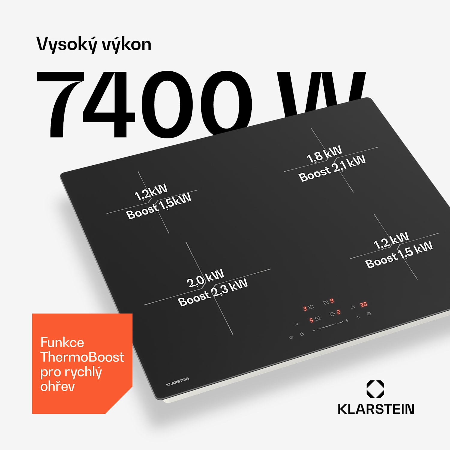 Indukční varná deska PowerGlide | povrch odolný proti poškrábání | 4 varné zóny | 7400 W | 60 cm 