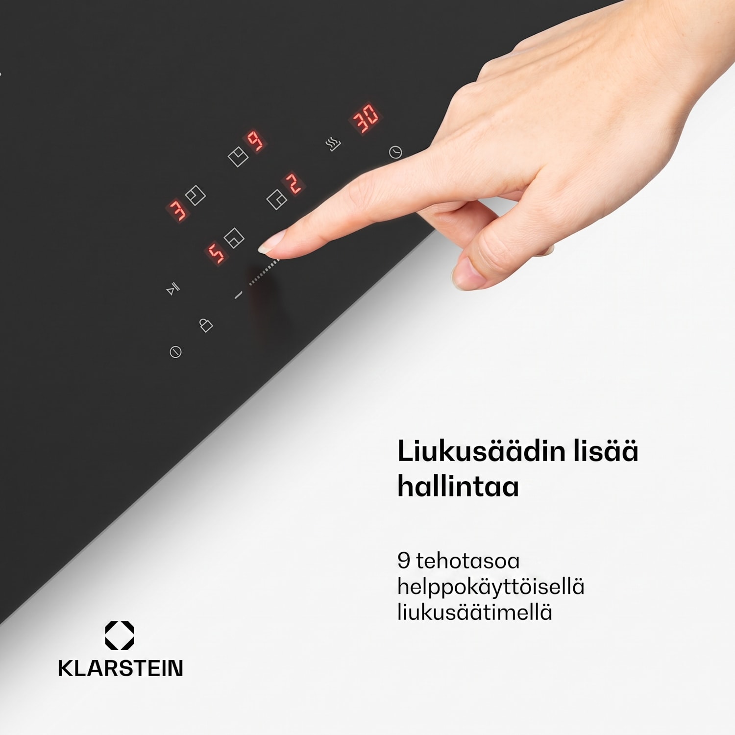 PowerGlide induktioliesitaso | Naarmuuntumaton pinta | 4 keittoaluetta | 7400 W | 60 cm 60 cm | Naarmuuntumaton | Musta