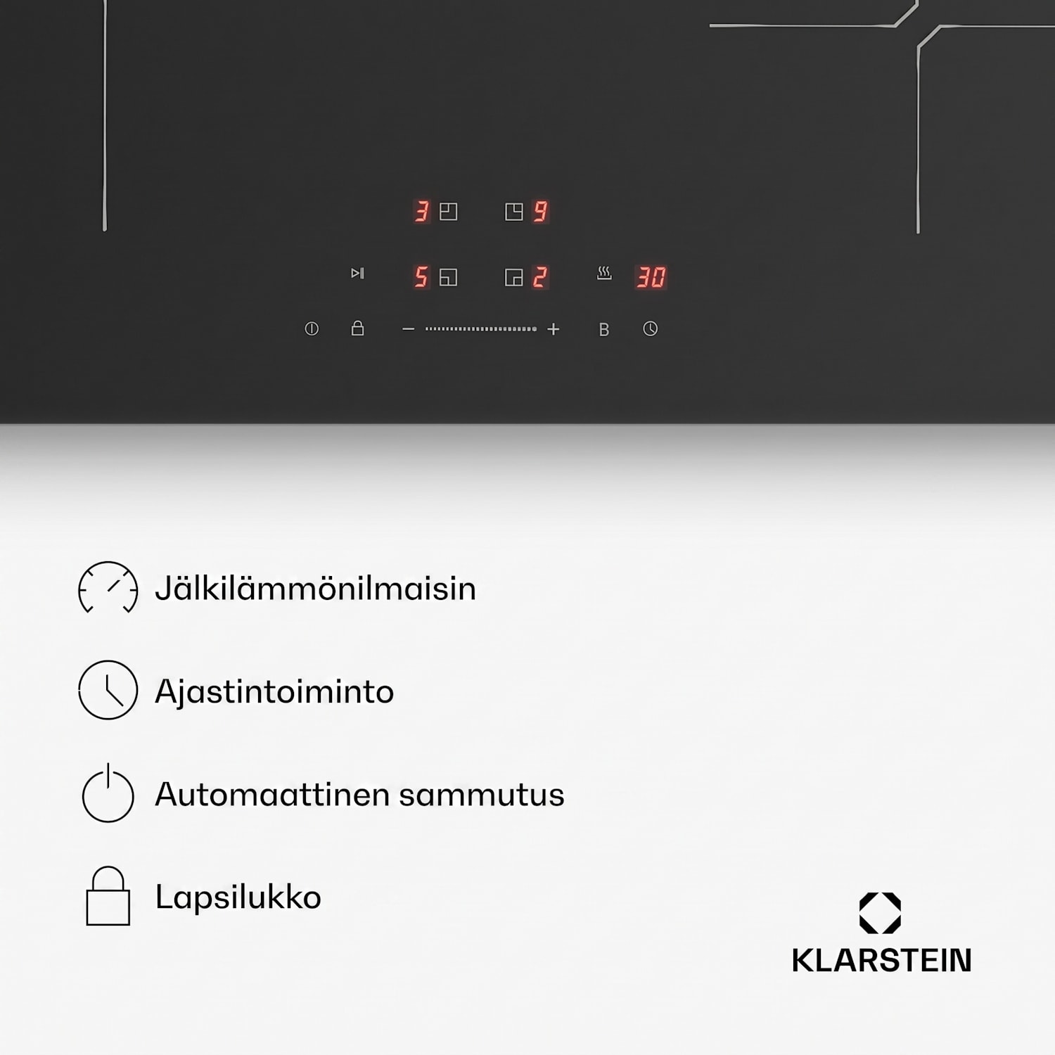 PowerGlide induktioliesitaso | Naarmuuntumaton pinta | 4 keittoaluetta | 7400 W | 60 cm 60 cm | Naarmuuntumaton | Musta