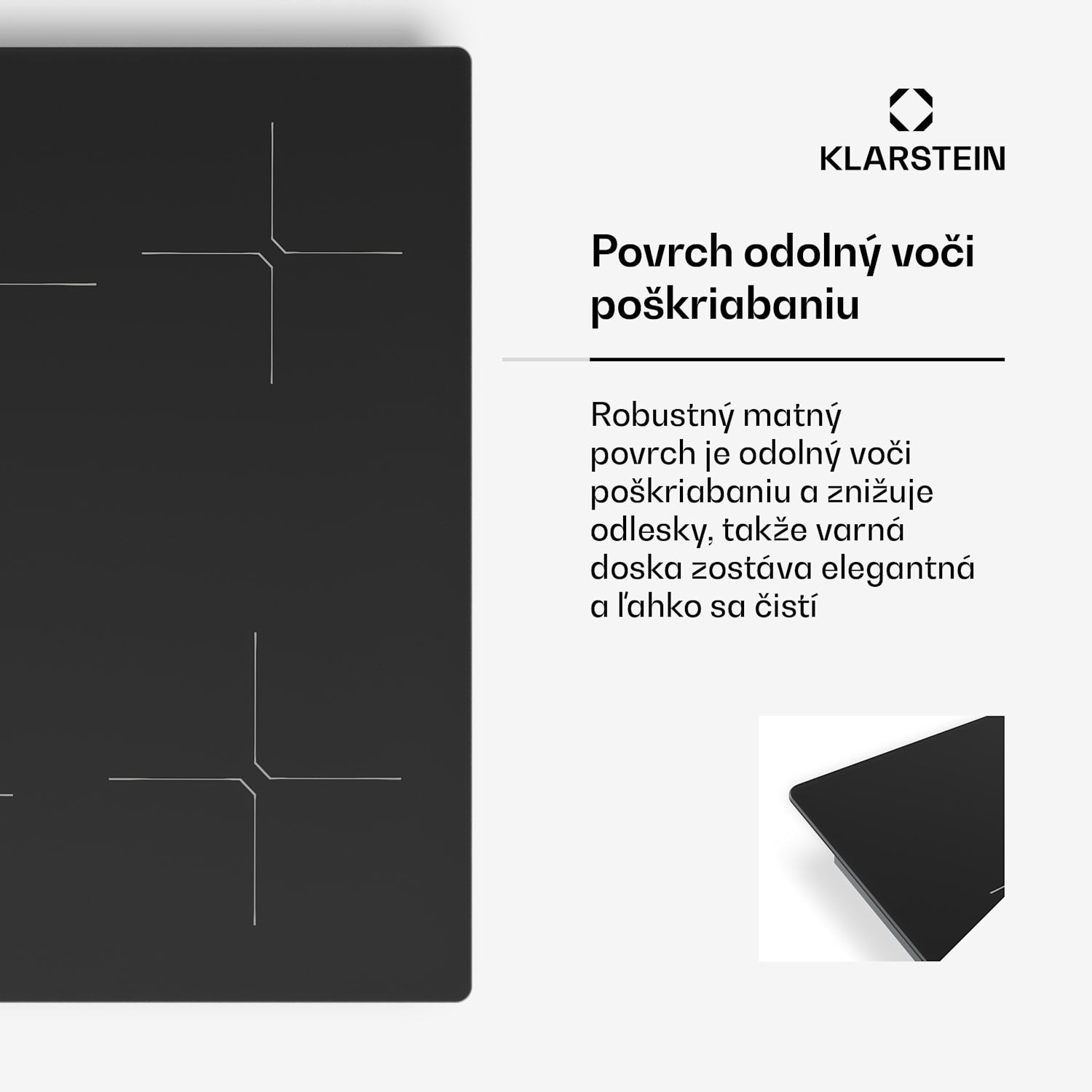 PowerGlide indukčná varná doska | povrch odolný proti poškriabaniu | 4 varné zóny | 7400 W | 60 cm 60 cm | Proti poškriabaniu | Čierna