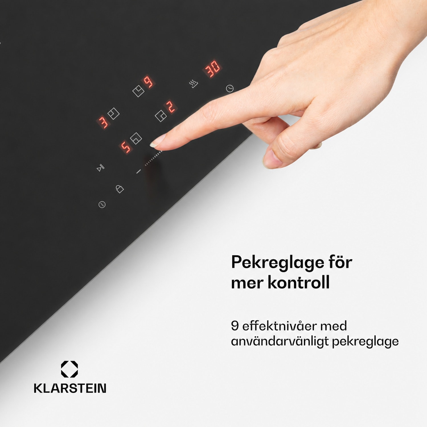 PowerGlide induktionshäll | Reptålig yta | 4 kokzoner | 7400 W | 60 cm 60 cm | Anti-repor | Svart