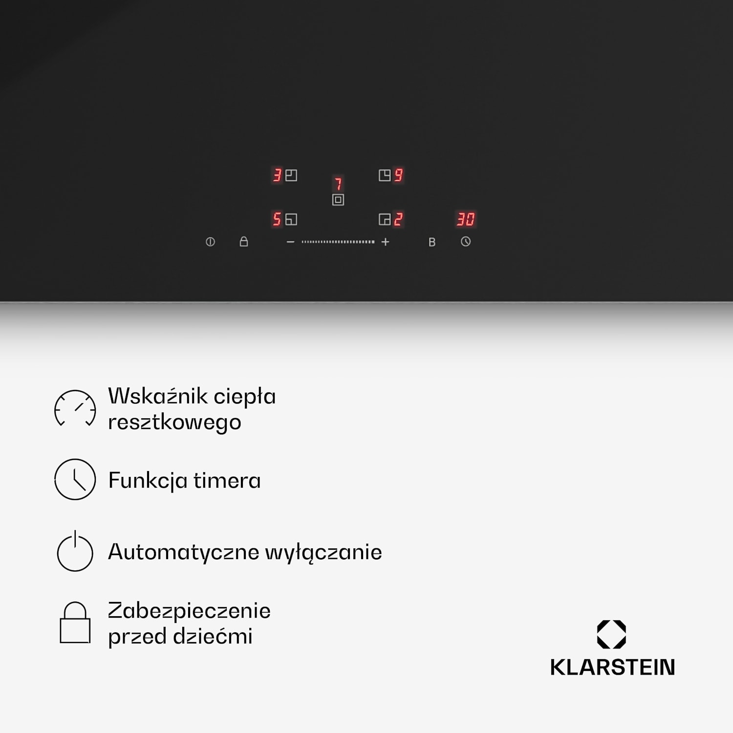 Płyta indukcyjna PowerGlide | Nowoczesna i kompaktowa | 5 stref gotowania | 9800 W | 90 cm 90 cm | Błyszczący | Czarny