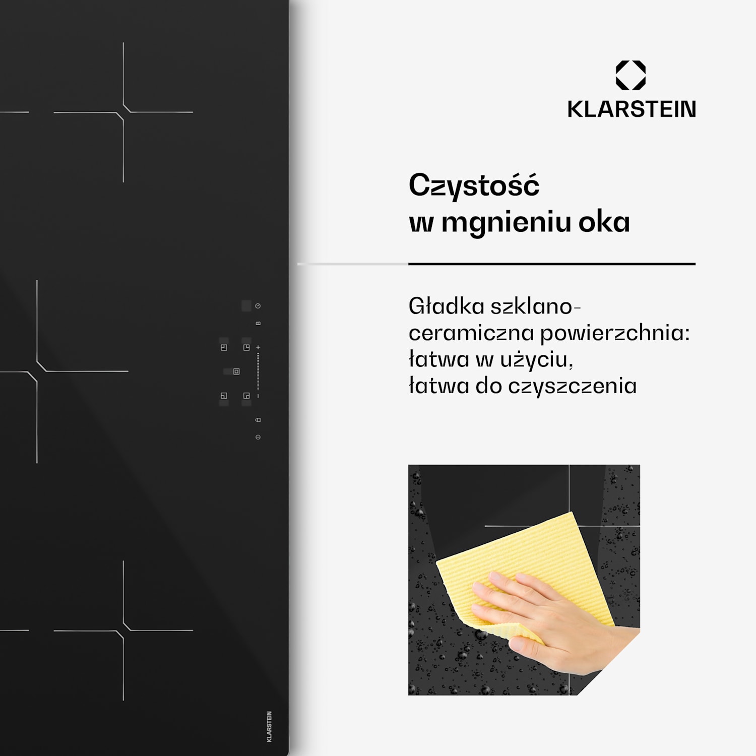 Płyta indukcyjna PowerGlide | Nowoczesna i kompaktowa | 5 stref gotowania | 9800 W | 90 cm 90 cm | Błyszczący | Czarny