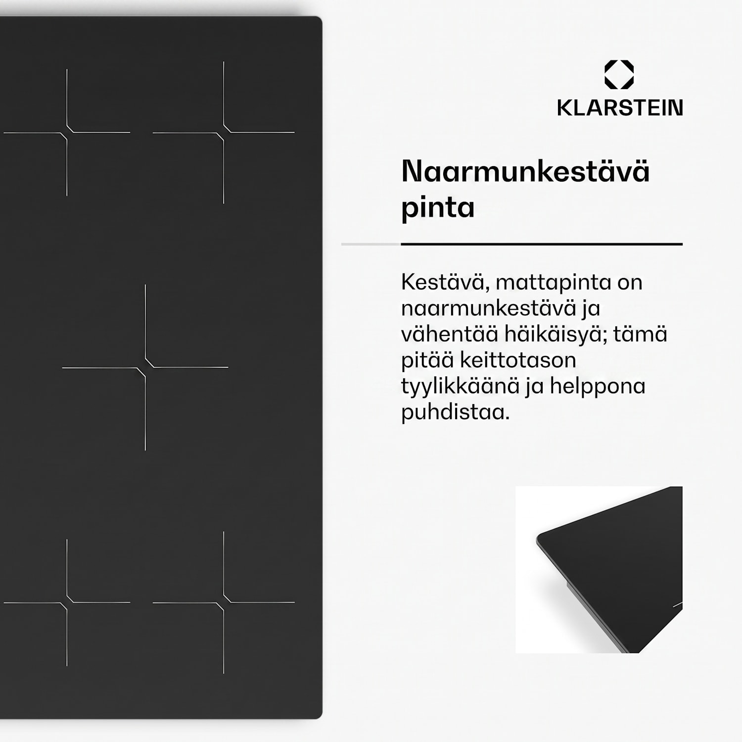 PowerGlide induktiokeittotaso | Naarmuuntumaton pinta | 5 keittoaluetta | 9800 W | 90 cm 90 cm | Naarmuuntumaton | Musta