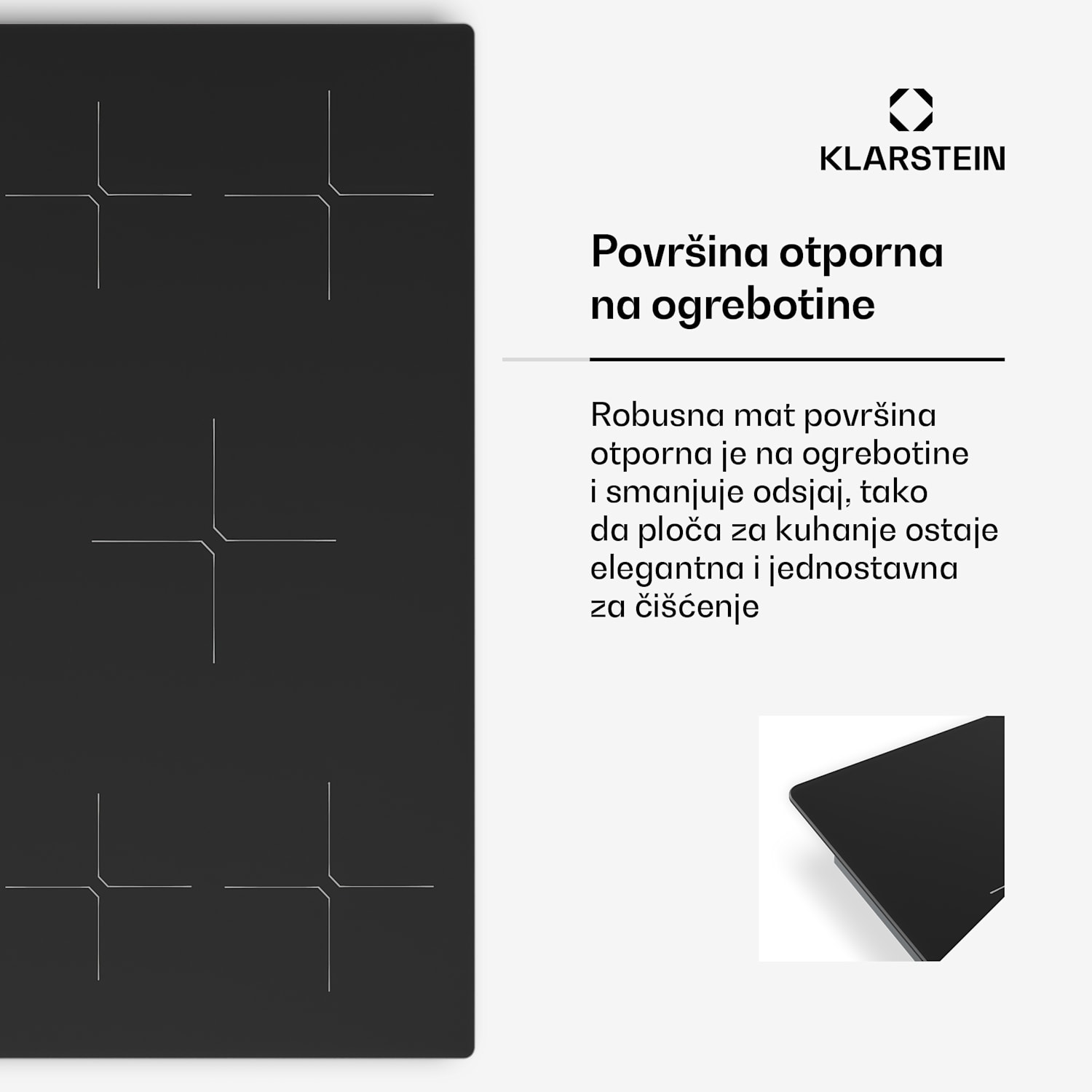 Indukcijska ploča za kuhanje PowerGlide | površina otporna na ogrebotine | 5 zona za kuhanje | 9800 W | 90 cm 90 cm | Protiv ogrebotina | Crna