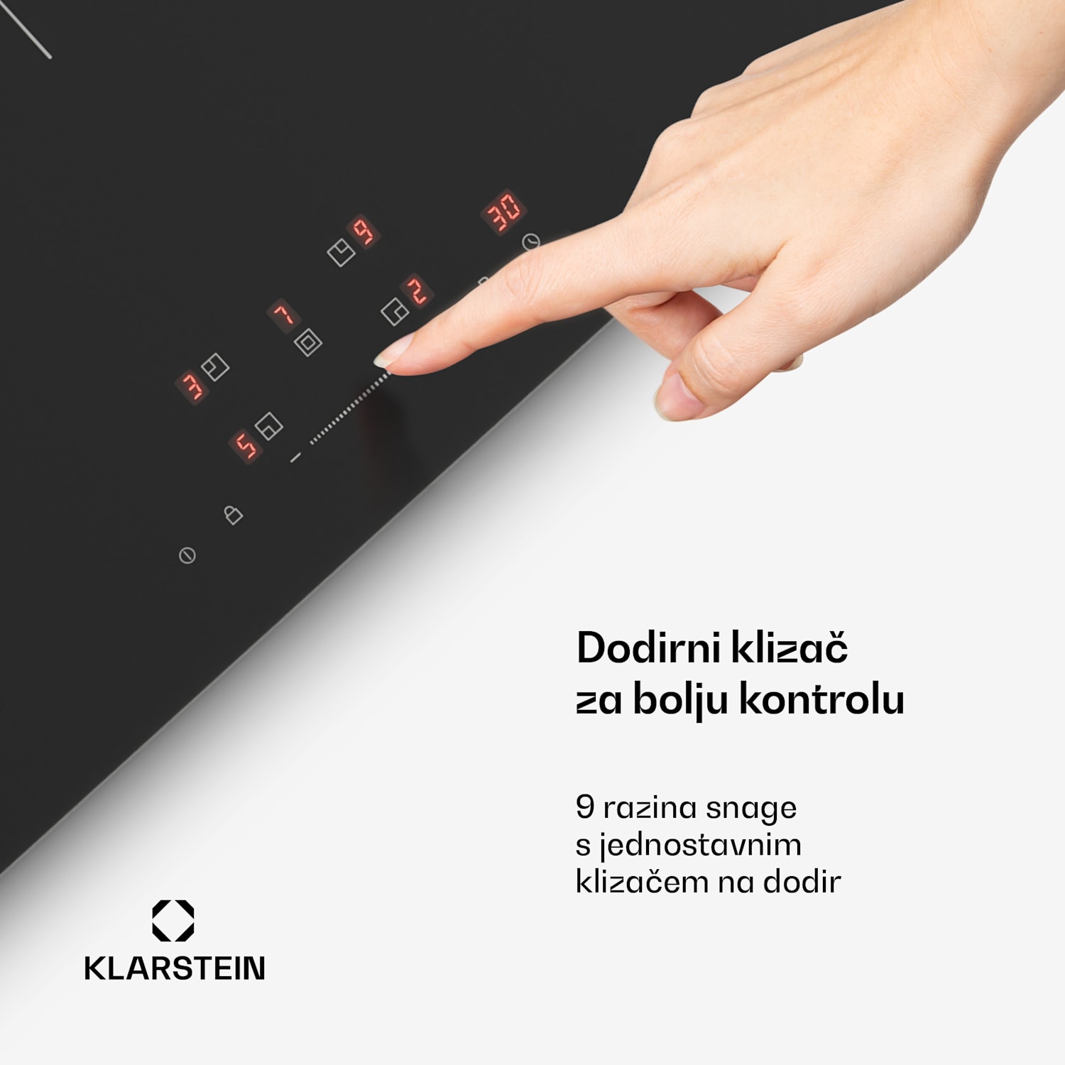 Indukcijska ploča za kuhanje PowerGlide | površina otporna na ogrebotine | 5 zona za kuhanje | 9800 W | 90 cm 90 cm | Protiv ogrebotina | Crna