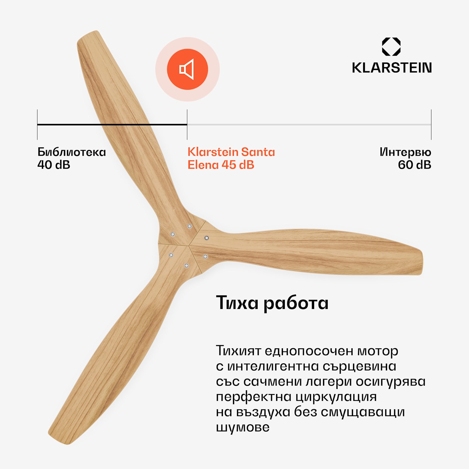 Вентилатор за таван Santa Elena | 132 cm | 35 W | 25 m² | Тиха работа | Дърво 132 cm (стаи 13–25 m²) | Дистанционно управление | Явор