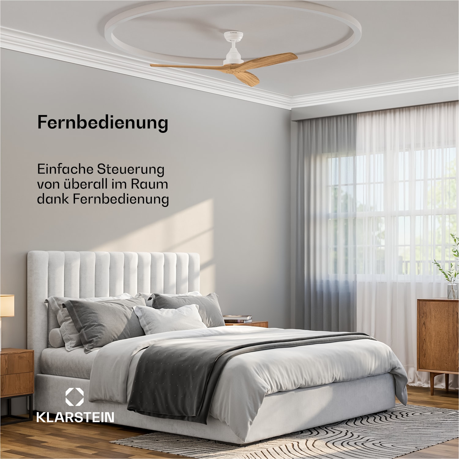 Santa Elena Deckenventilator | 132 cm | 35 W | 25 m² | Leiser Betrieb | Holz 132 cm (Räume 13–25 m²) | Fernbedienung | Ahorn