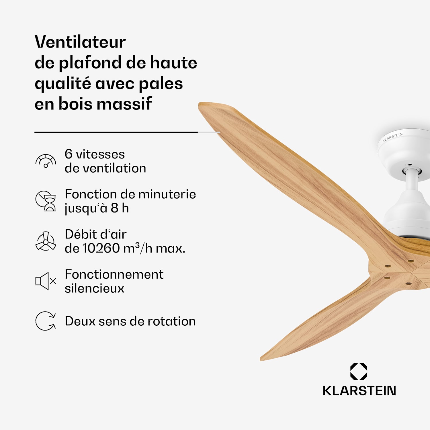 Plafondventilator Santa Elena | 132 cm | 35 W | 25 m² | Stille werking | Hout 132 cm (kamers 13–25 m²) | Afstandsbediening | Maple
