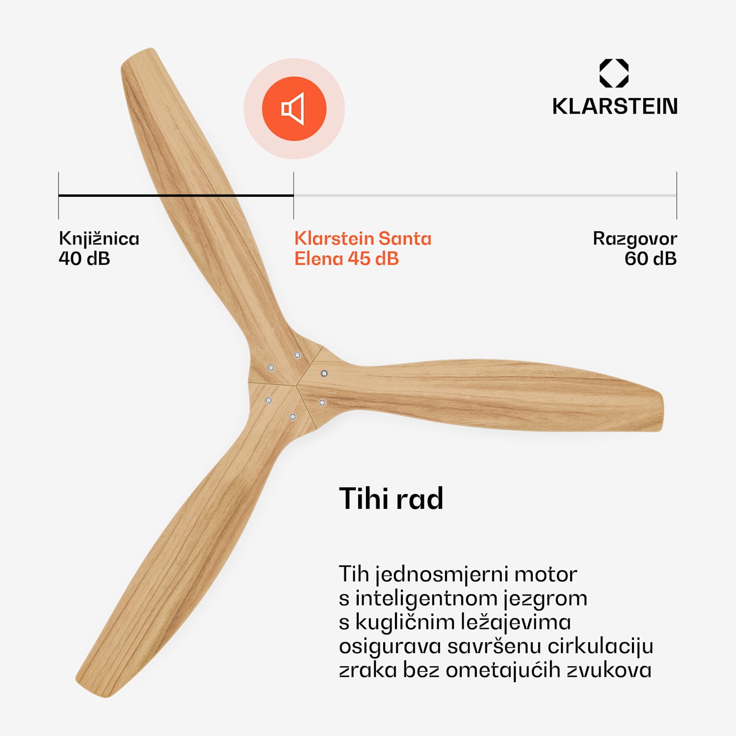 Santa Elena stropni ventilator sa svjetlom | 132 cm | 35 W | Tihi rad | Drvo 132 cm (sobe 13–25 m²) | Daljinski upravljač | Javor