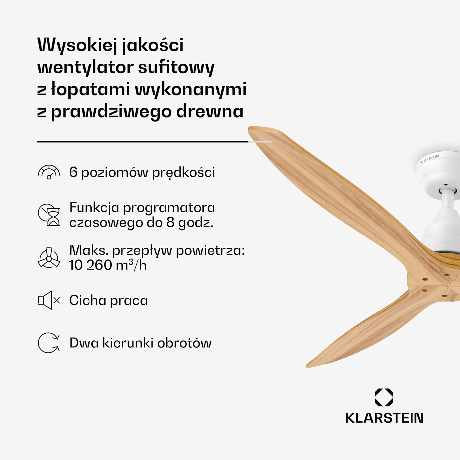 Santa Elena wentylator sufitowy | 132 cm | 35 W | 25 m² | cichy | drewno 132 cm (pomieszczenia 13–25 m²) | Zdalne sterowanie | Klon