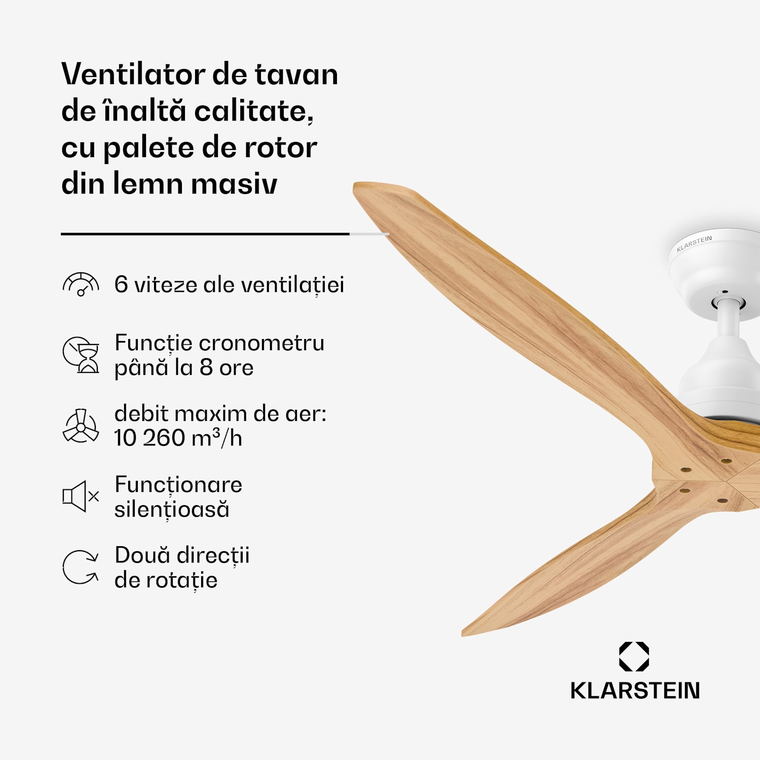Ventilator de tavan Santa Elena | 132 cm | 35 W | 25 m² | Funcționare silențioasă | Lemn 132 cm (camere 13–25 m²) | Telecomanda | Arțar