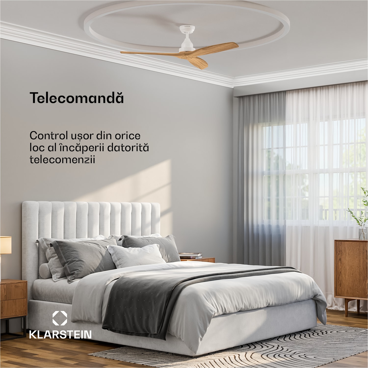 Ventilator de tavan Santa Elena | 132 cm | 35 W | 25 m² | Funcționare silențioasă | Lemn 132 cm (camere 13–25 m²) | Telecomanda | Arțar