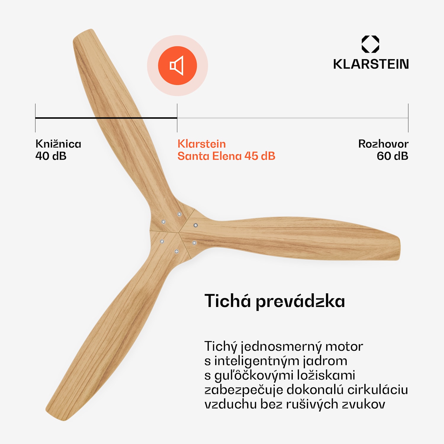 Santa Elena stropný ventilátor | 132 cm | 35 W | 25 m² | Tichá prevádzka | Drevo 132 cm (izby 13–25 m²) | Diaľkové ovládanie | Javor