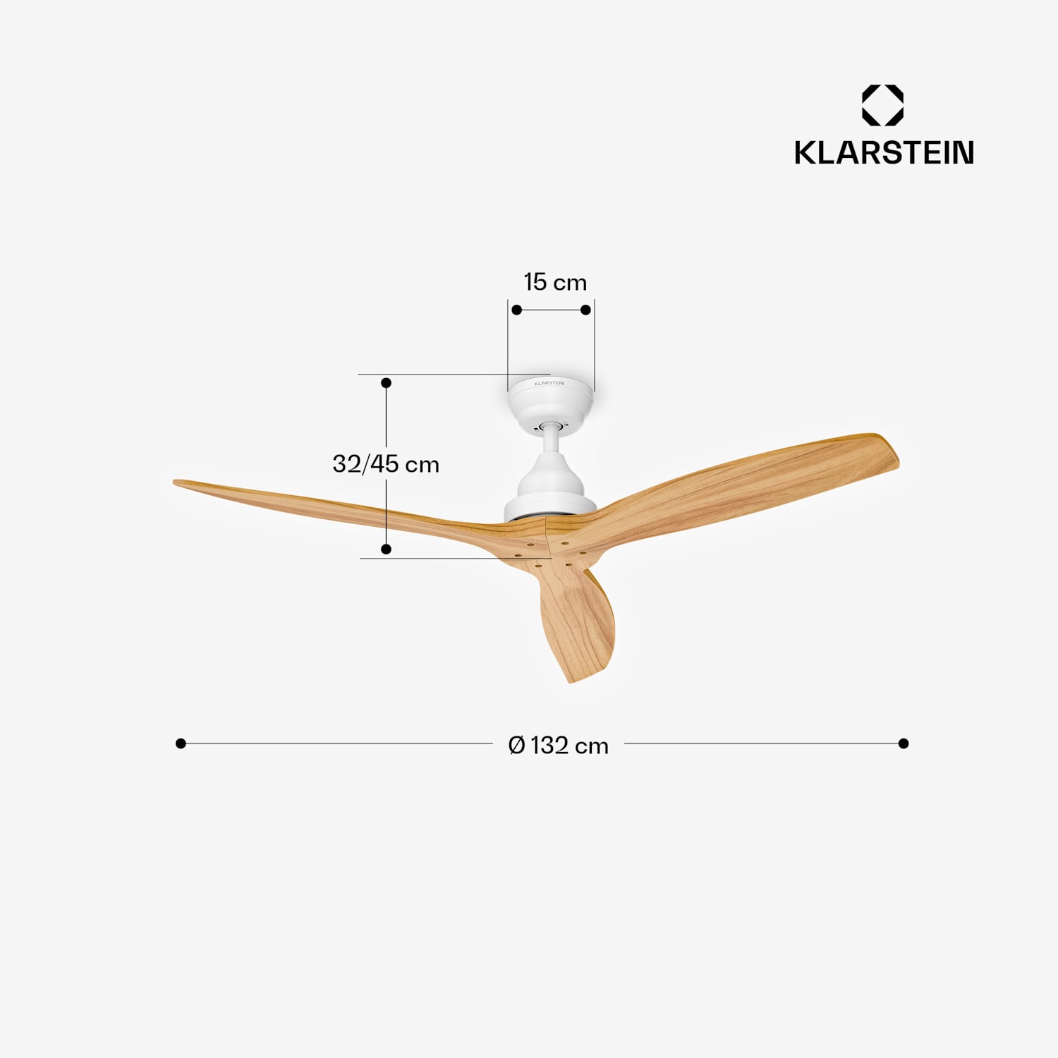 Santa Elena Deckenventilator | 132 cm | 35 W | 25 m² | Leiser Betrieb | Holz 132 cm (Räume 13–25 m²) | Fernbedienung | Ahorn