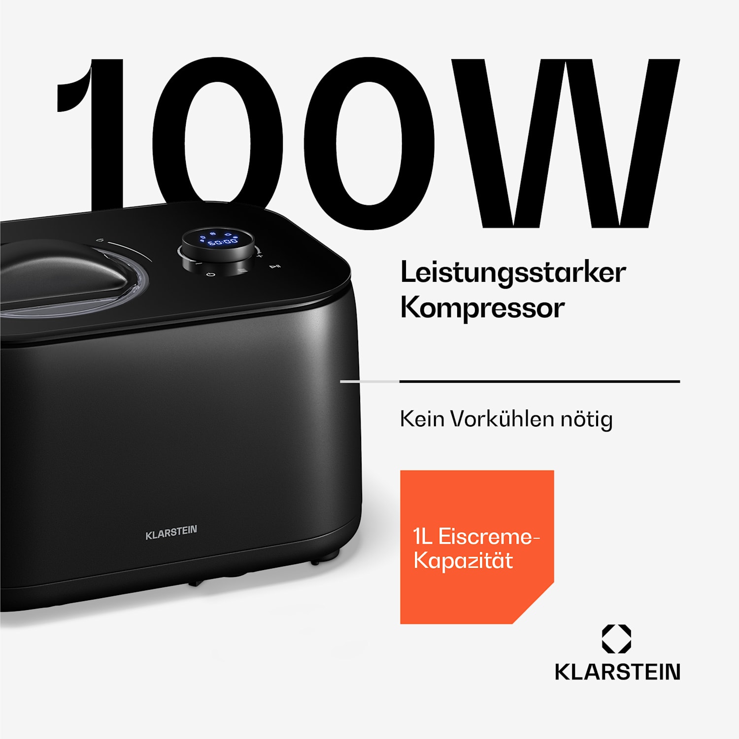 FrostFusion Eismaschine, Slushie- & Joghurtbereiter mit Kompressor | 1 l | 100 W 