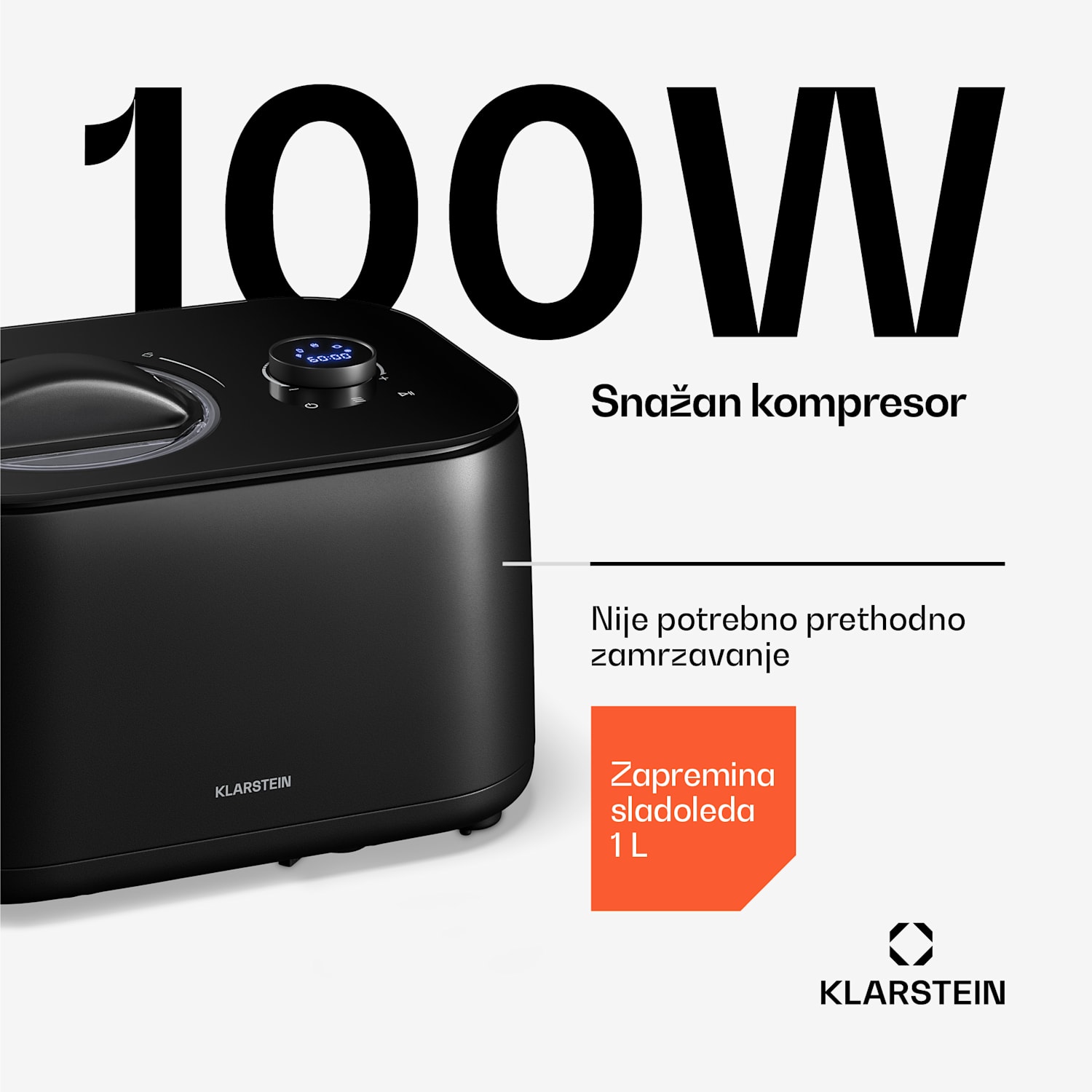 FrostFusion aparat za sladoled, slushie i jogurt s kompresorom i priborom | 1 L | 100 W 