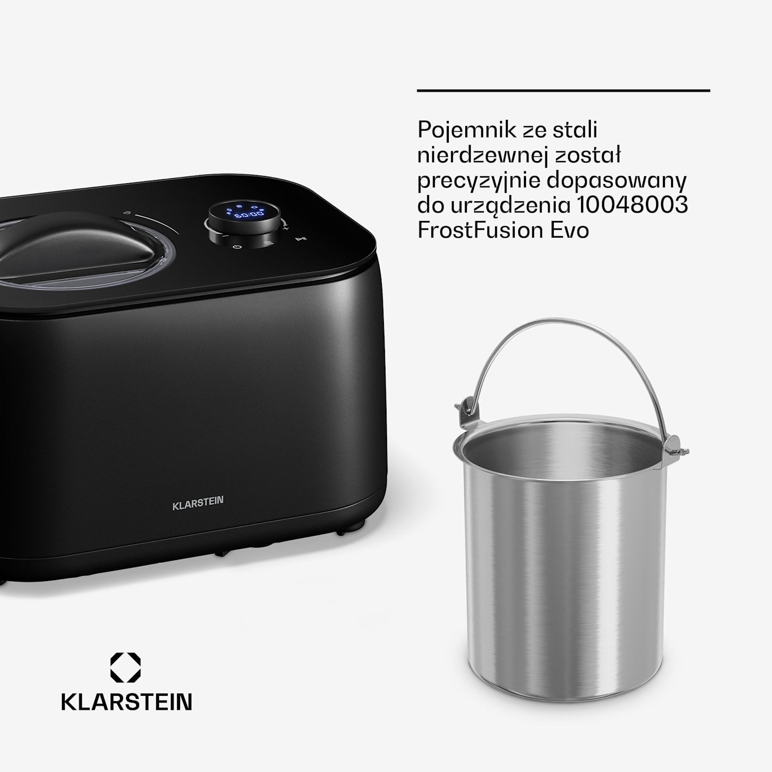 FrostFusion pojemnik na lody | 1 l | stal nierdzewna | odporny na rdzę | odporny na zarysowania | możliwość mycia w zmywarce 