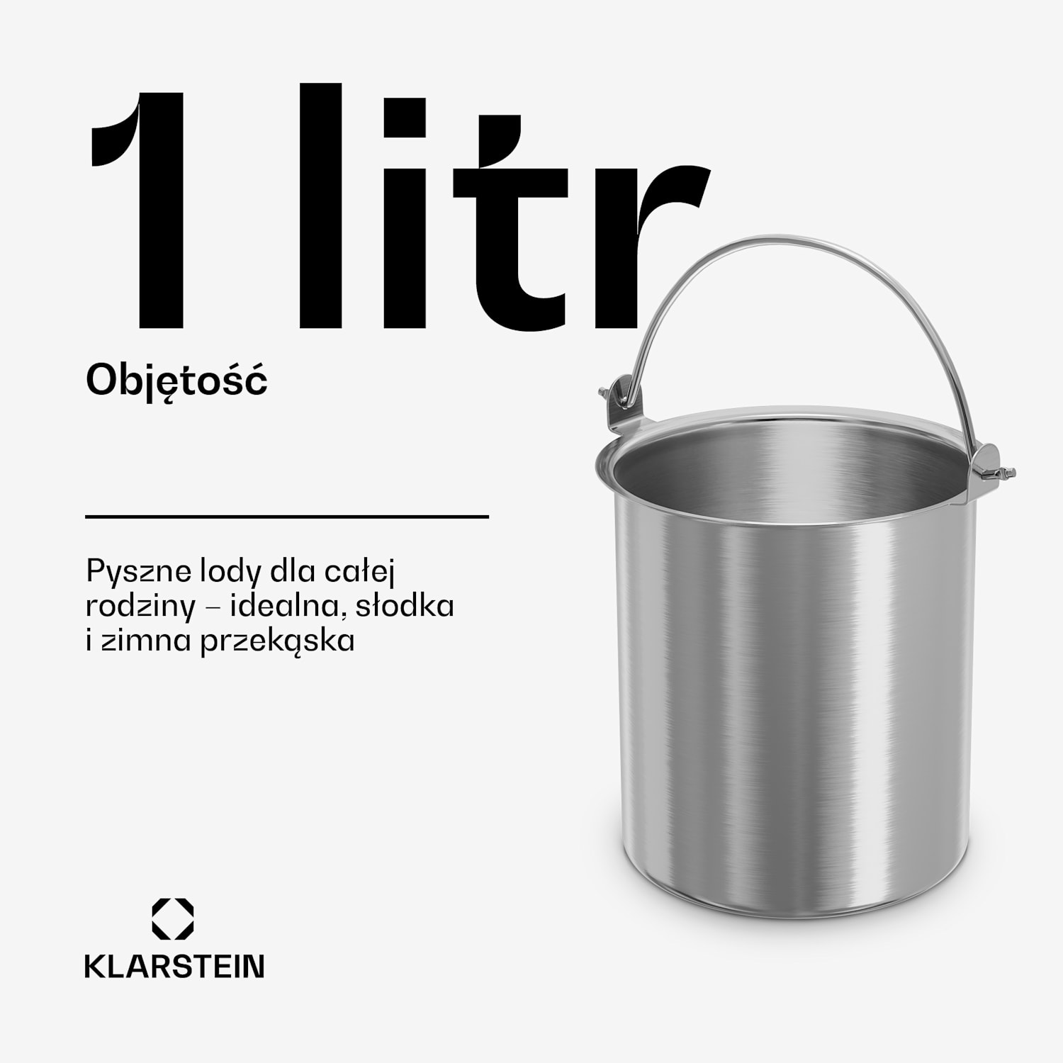 FrostFusion pojemnik na lody | 1 l | stal nierdzewna | odporny na rdzę | odporny na zarysowania | możliwość mycia w zmywarce 