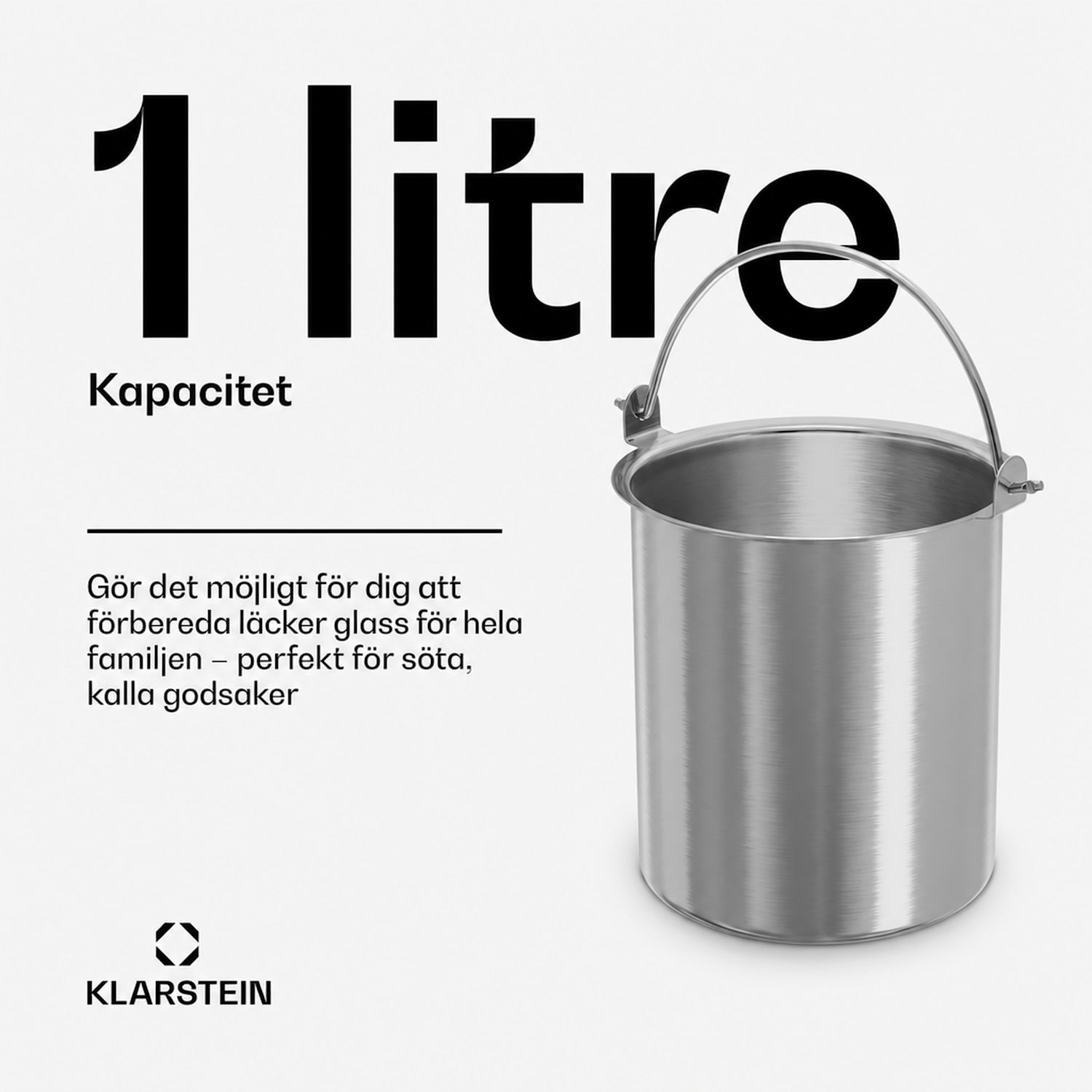 FrostFusion isbehållare | 1 liter | Rostfritt stål | Rostfri | Reptålig | Tål diskmaskin 