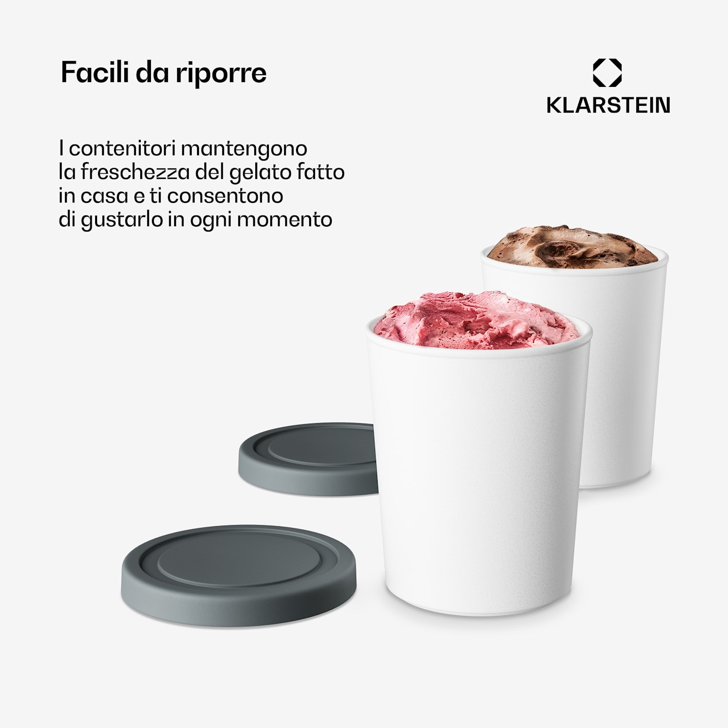 Set di contenitori per il gelato | 180 millilitri | Plastica | Lavabili in lavastoviglie 